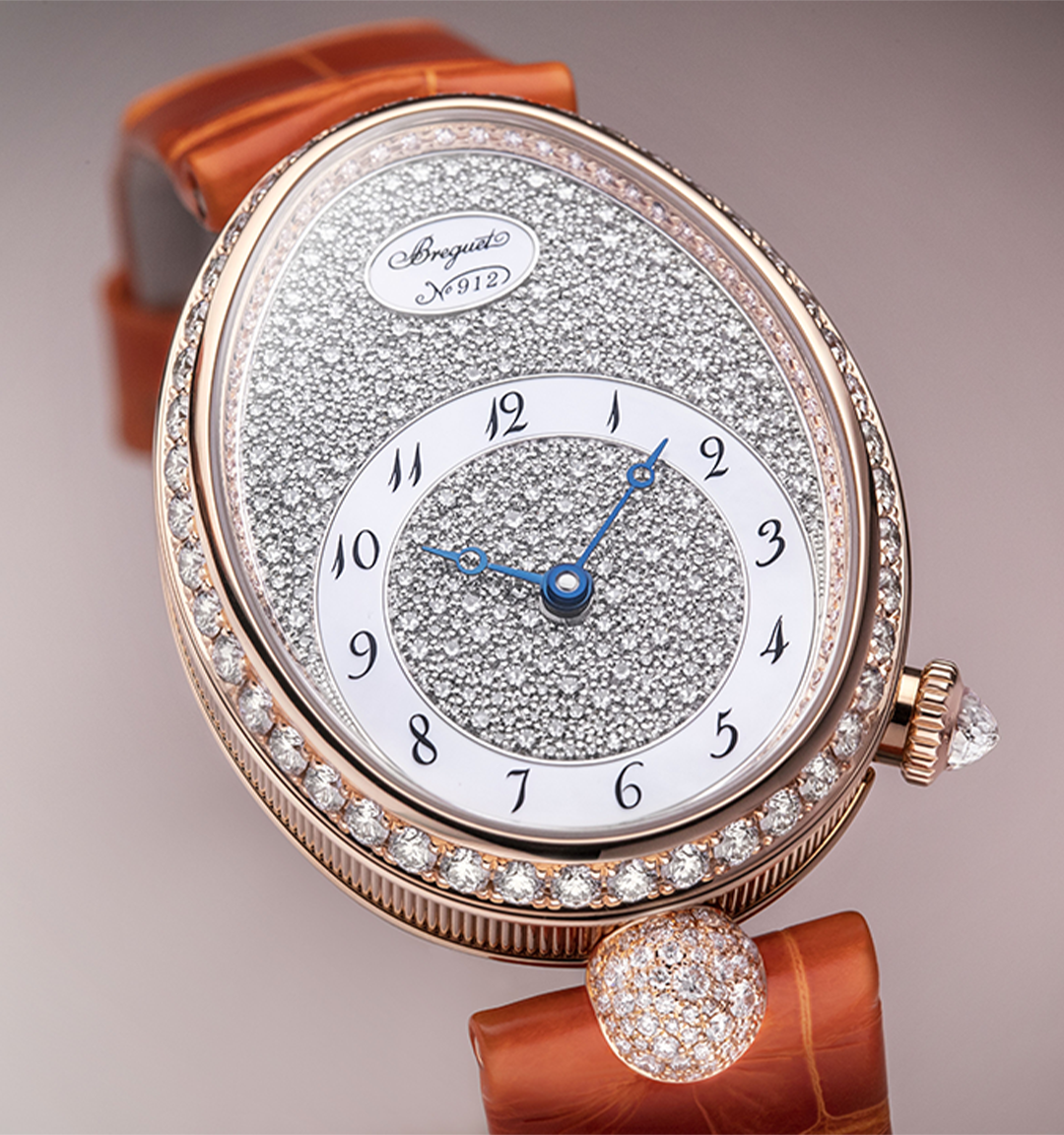 Breguet Reine Pave Dial Brown Strap Gold Touch Watch for Women - view 3