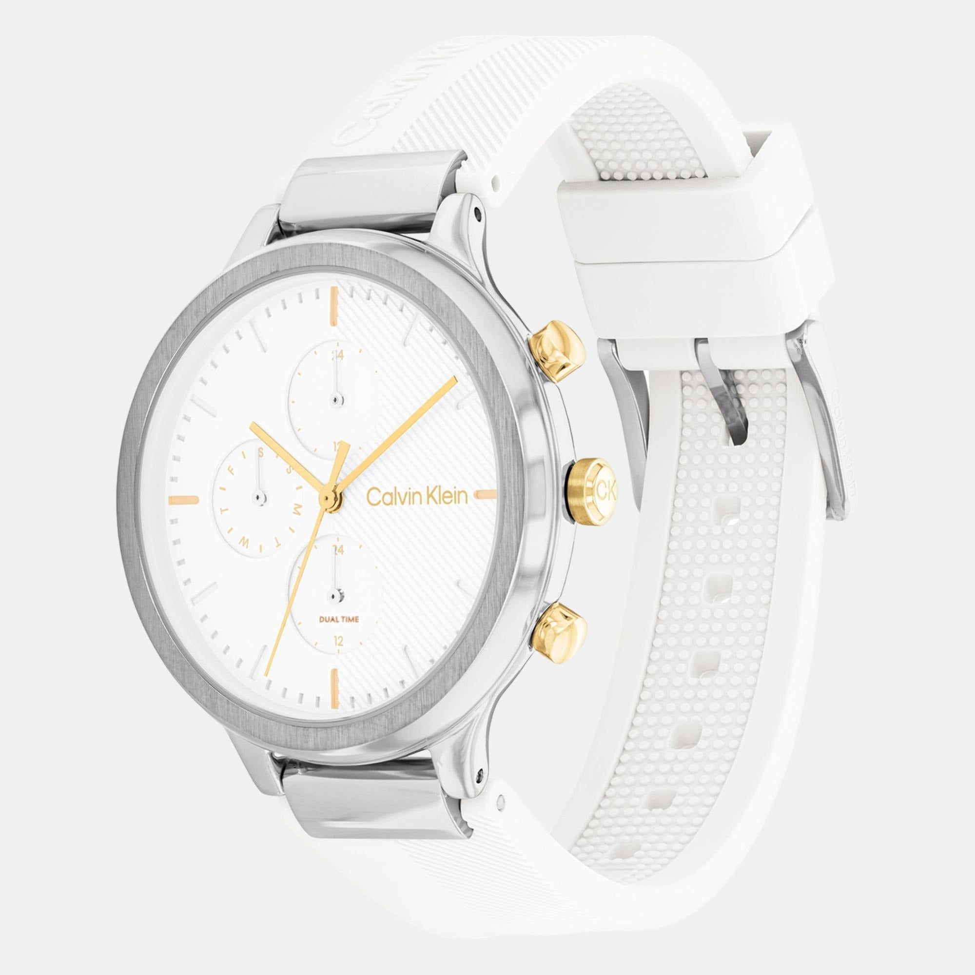 Calvin Klein Energize Women Quartz White Dial Chronograph Silicone Watch 25200244 - view 2