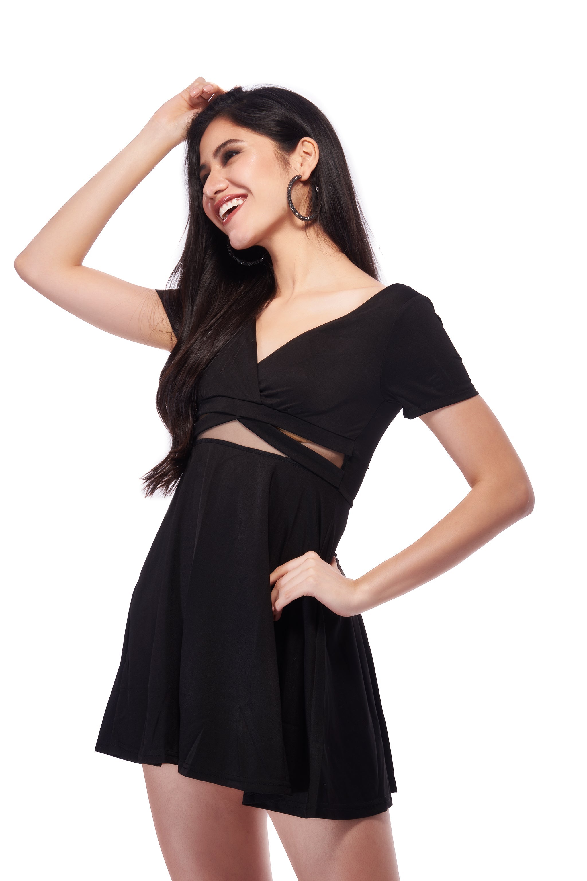 Glam Fit and Flare Dress – Black