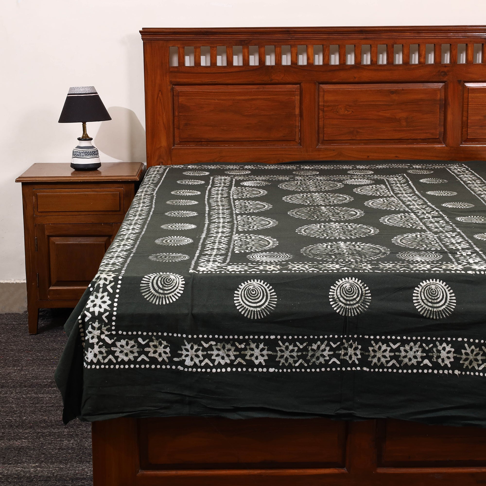 BATIK BY MD. SHARIFF Black - Cotton Hand Batik Print Single Bedsheet (91 x 57 ) 10