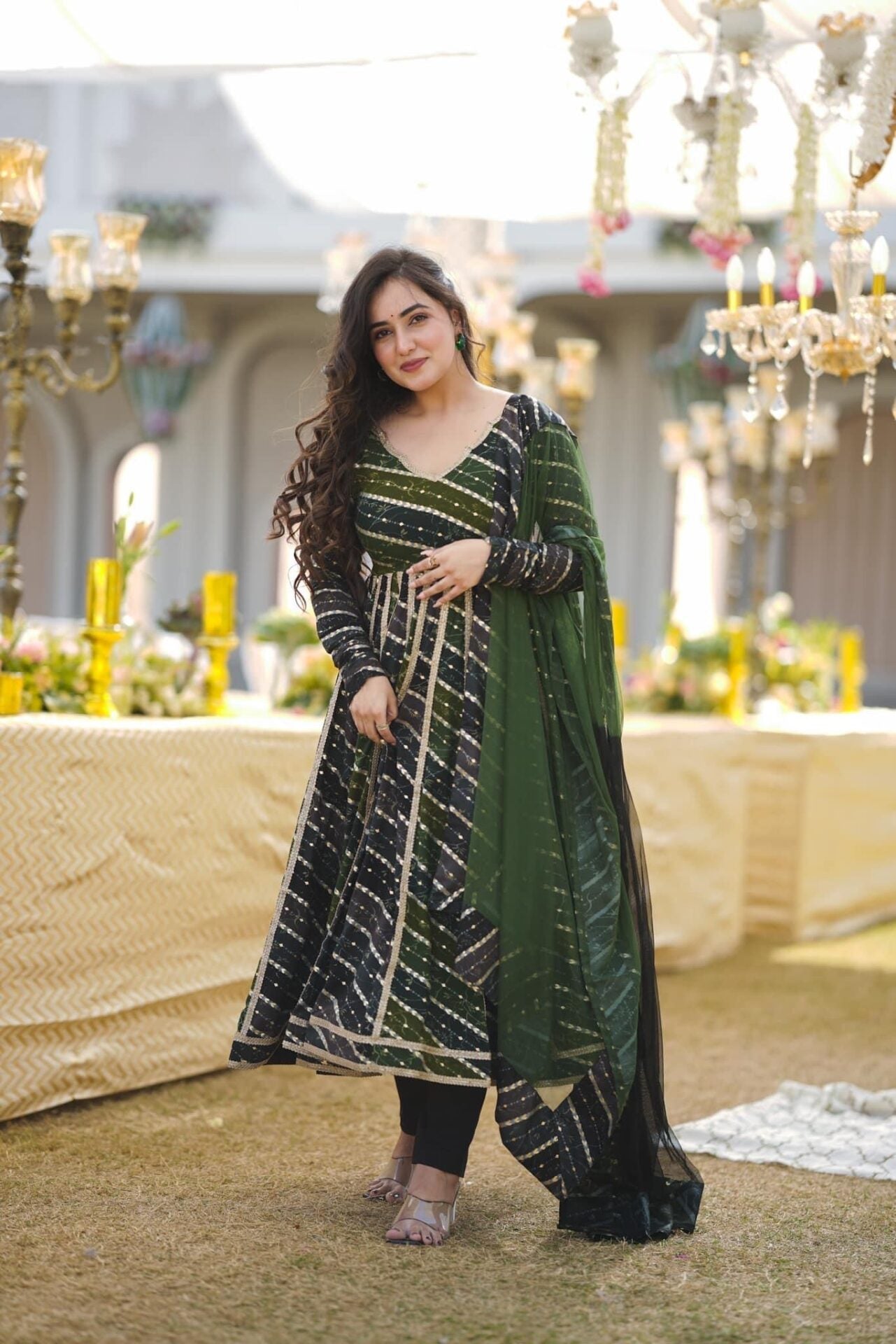 Idaho-o Sitara green rayon suit set