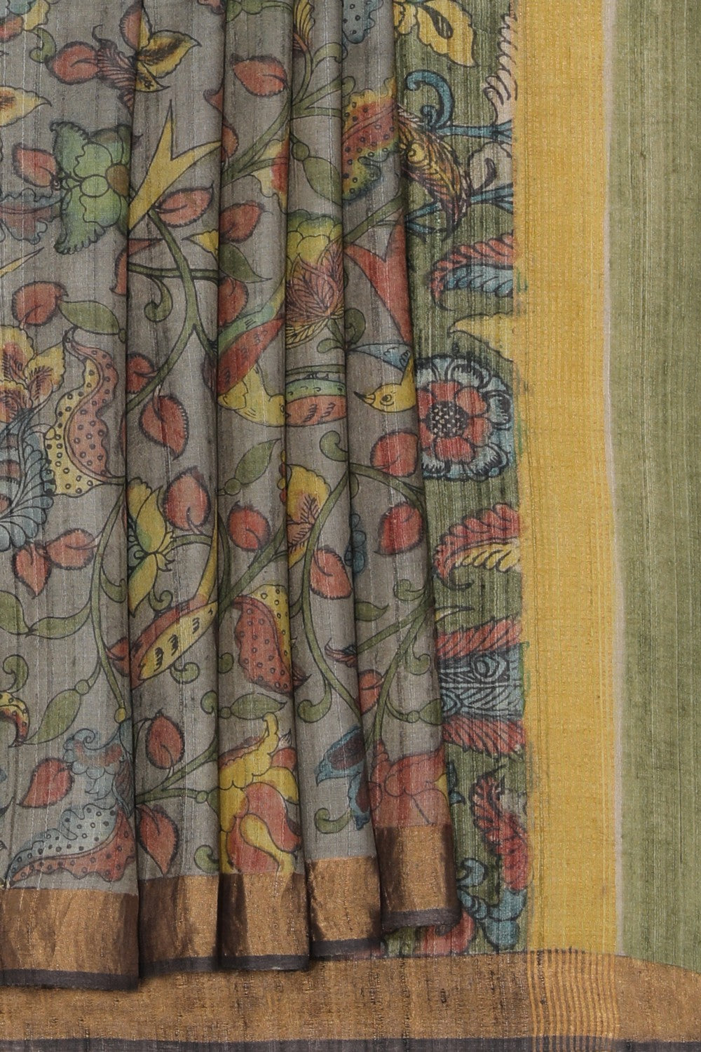 Kalanjali Kalamkari Printed Tussar Silk Saree
