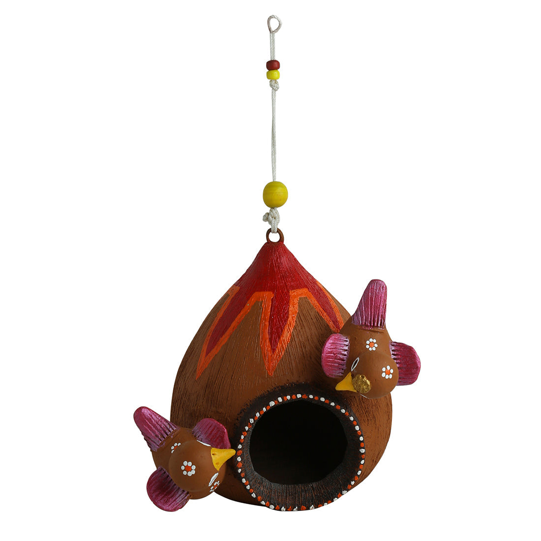EXCLUSIVELANE 'Cuckoo Family' Handpainted Terracotta Bird House - view 2