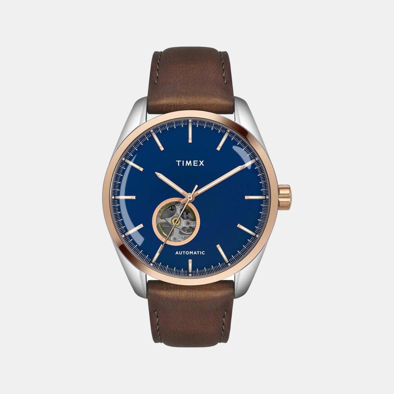 Timex E Class Men Quartz Blue Dial Analog Leather Watch TWEG17508