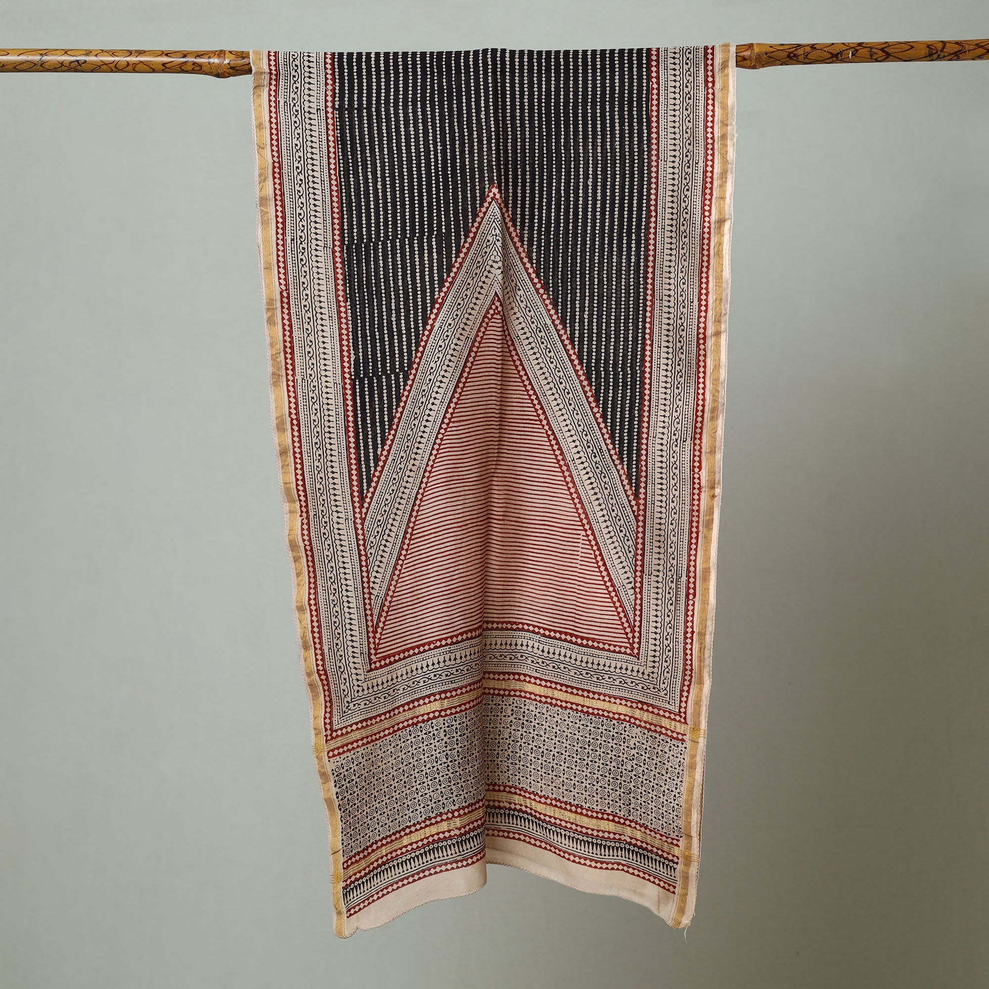 BAGH PRINTS BY MOHAMMED BILAL KHATRI Black - Bagh Hand Block Printed Chanderi Silk Stole 17 - view 2