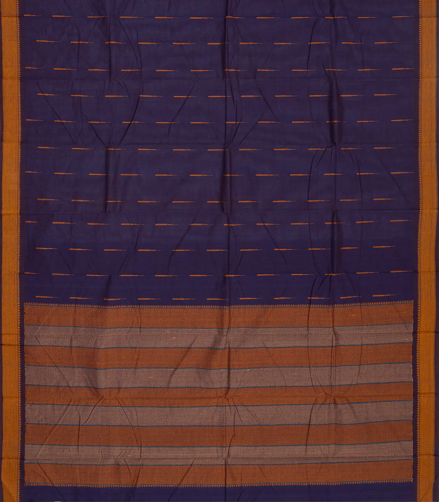 RmKV Purple Handloom Kanchi Cotton Saree With Raindrop Buttas - view 2