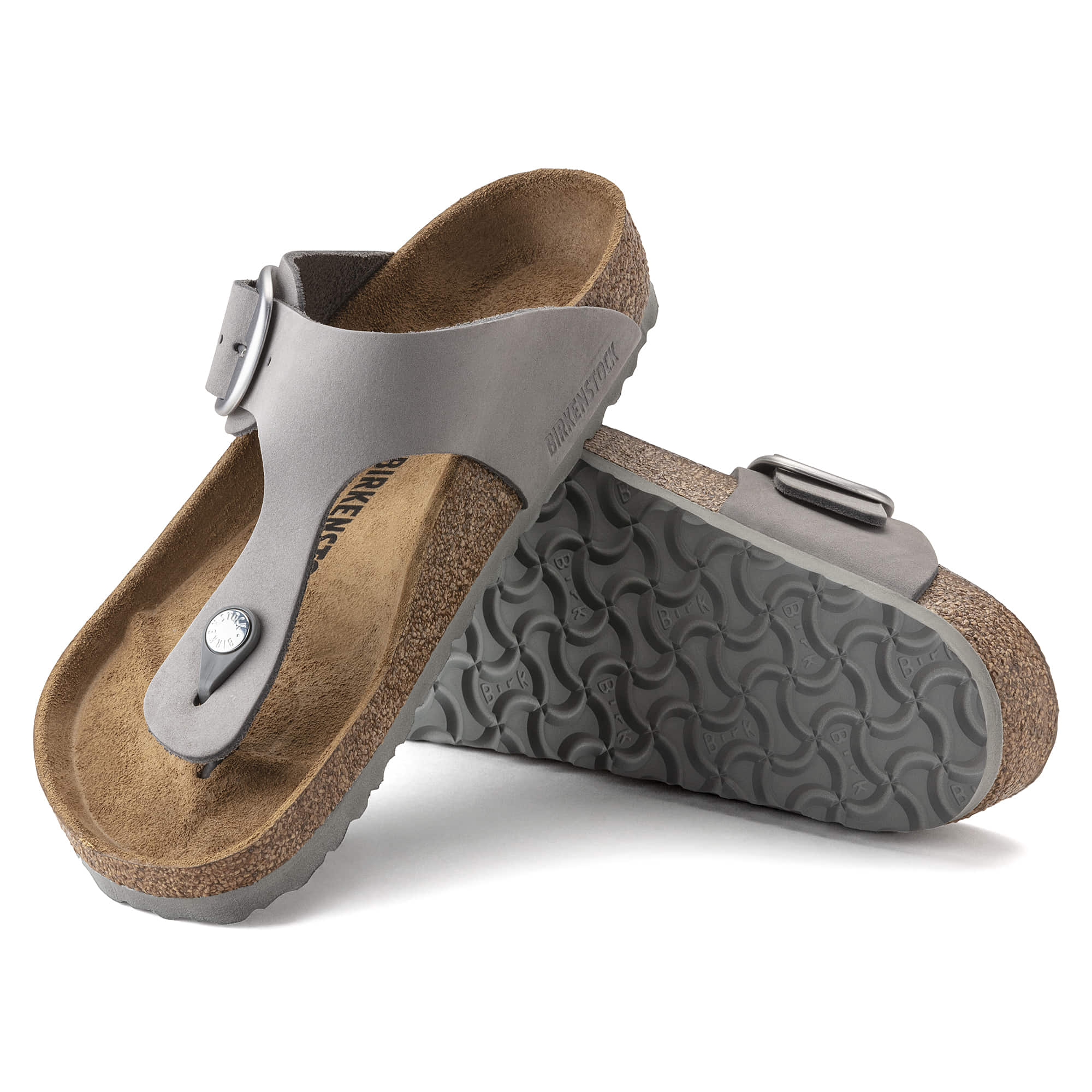 Birkenstock Gizeh Big Buckle Nubuck Leather – Gray Gray/Dove Gray