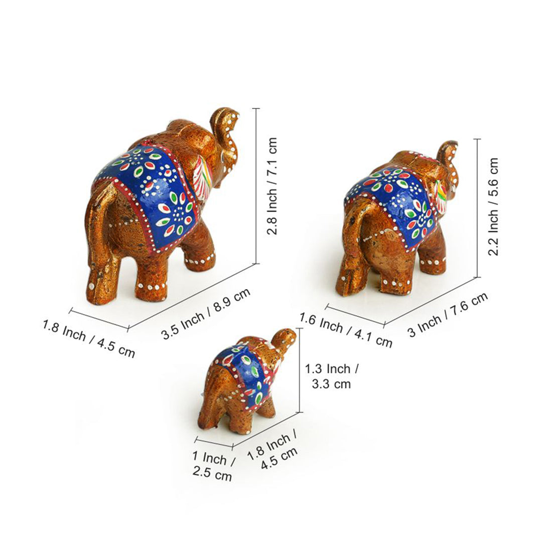 EXCLUSIVELANE 'Seven Tuskers In Brown' Hand Carved & Handpainted Showpiece In Resin (Set of 7) - view 5