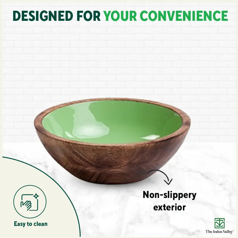 The Indus Valley Ceramic Glazed Mango Wood Bowl - view 5