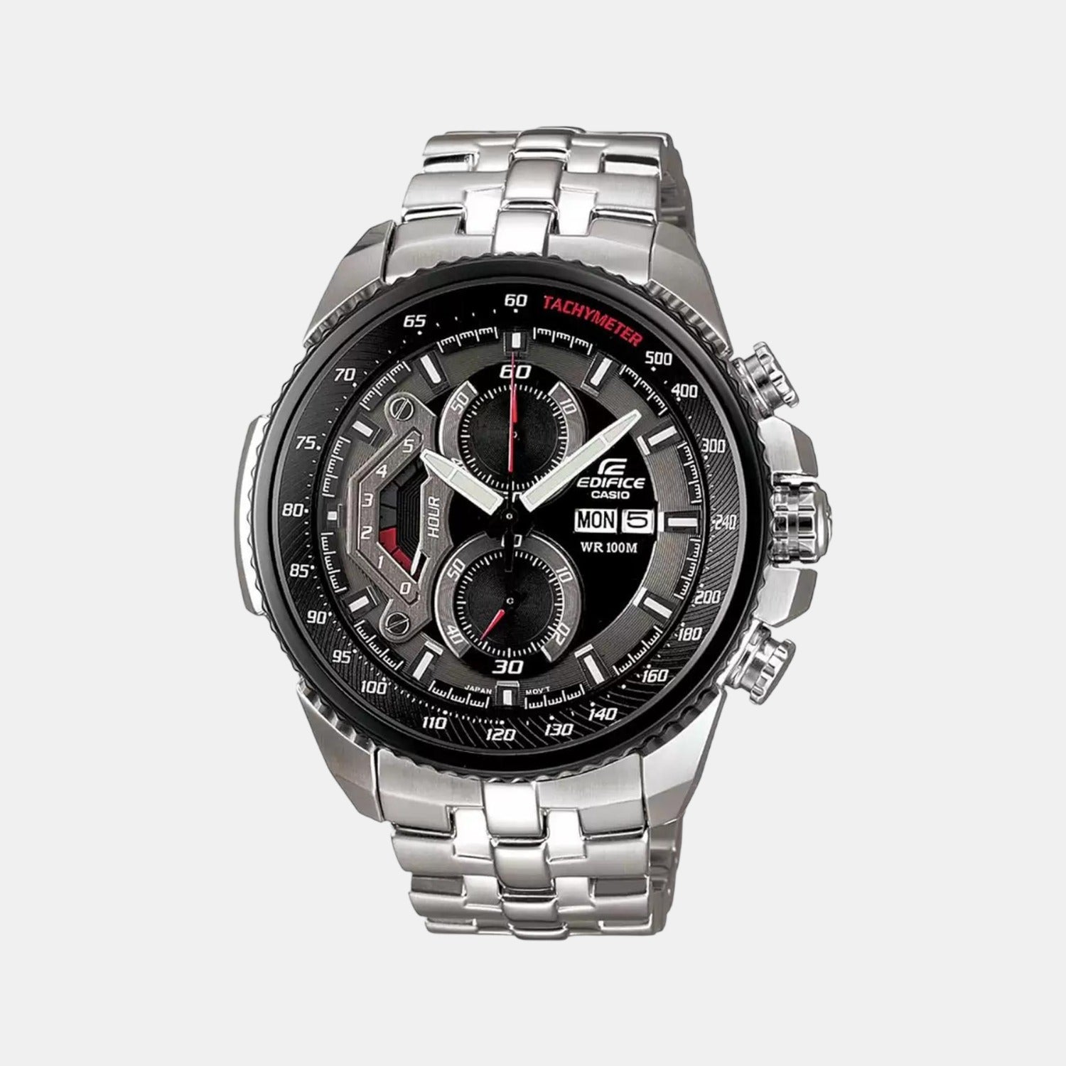 Casio Edifice Men Quartz Black Dial Chronograph Stainless Steel Watch ED436