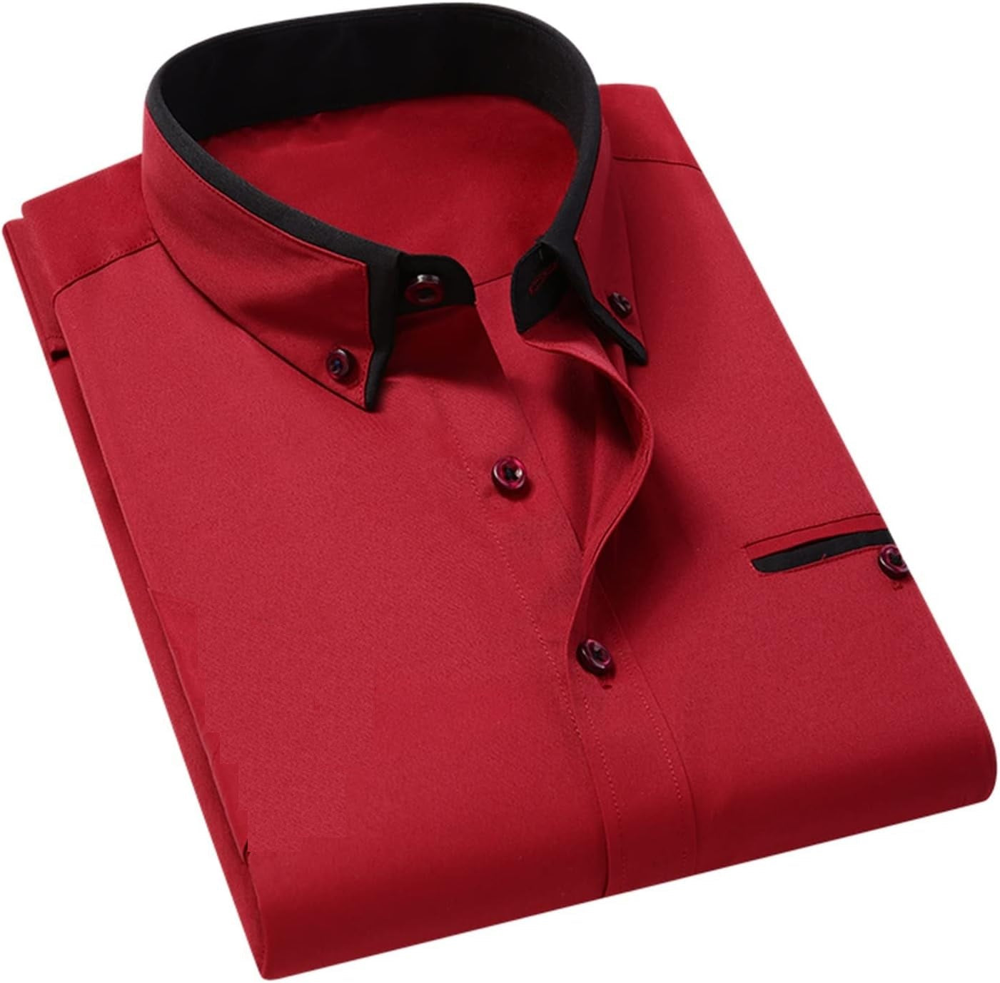 BlackTree Down Collar Cotton Blend Solid Shirt For Man (Red)