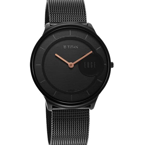 Titan Edge Slim Stainless Steel Black Dial Analog Watch for Men 38mm NT1843NM02 - view 2