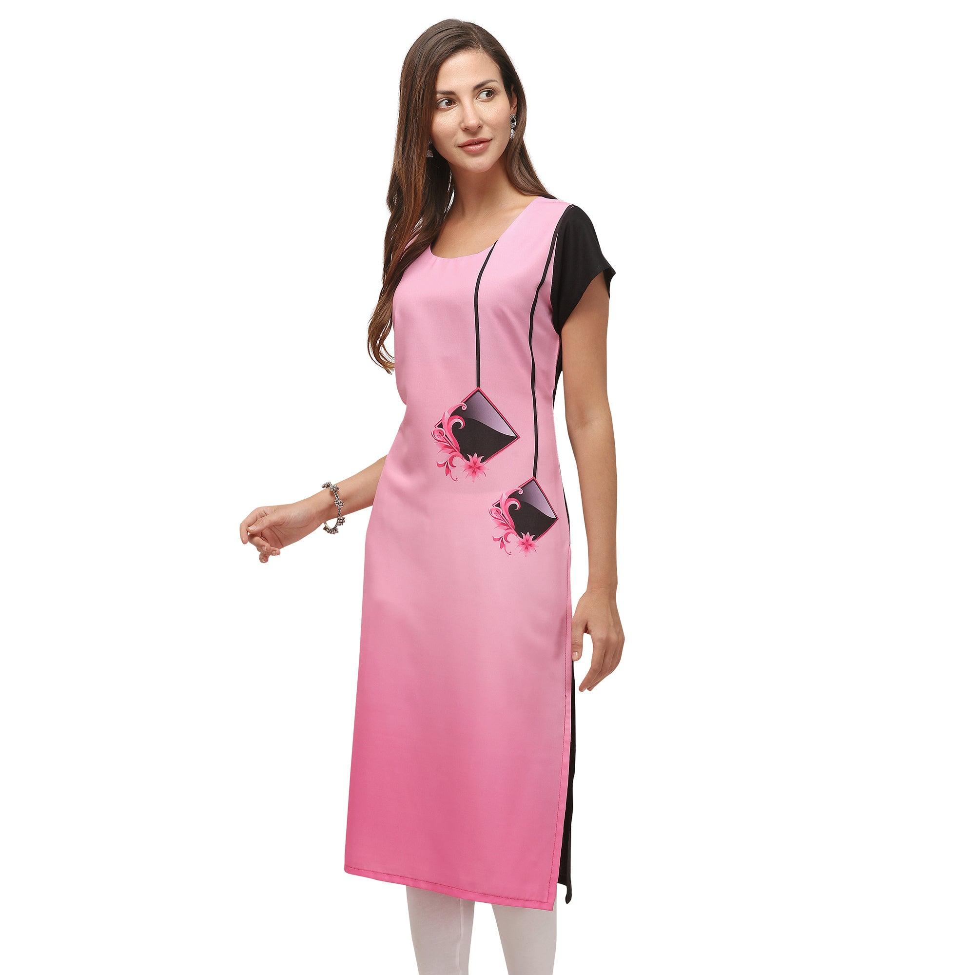 Peachmode Seller Entrancing Pink Coloured Digital Printed Casual Wear Kurti