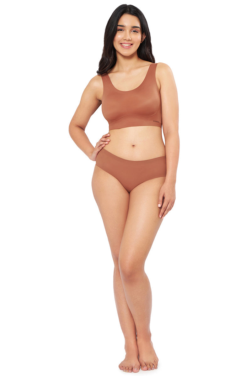 Amante Skins Solid Non Padded Non-Wired Scoop Neck Cami Bra - Caramel Nude - view 5