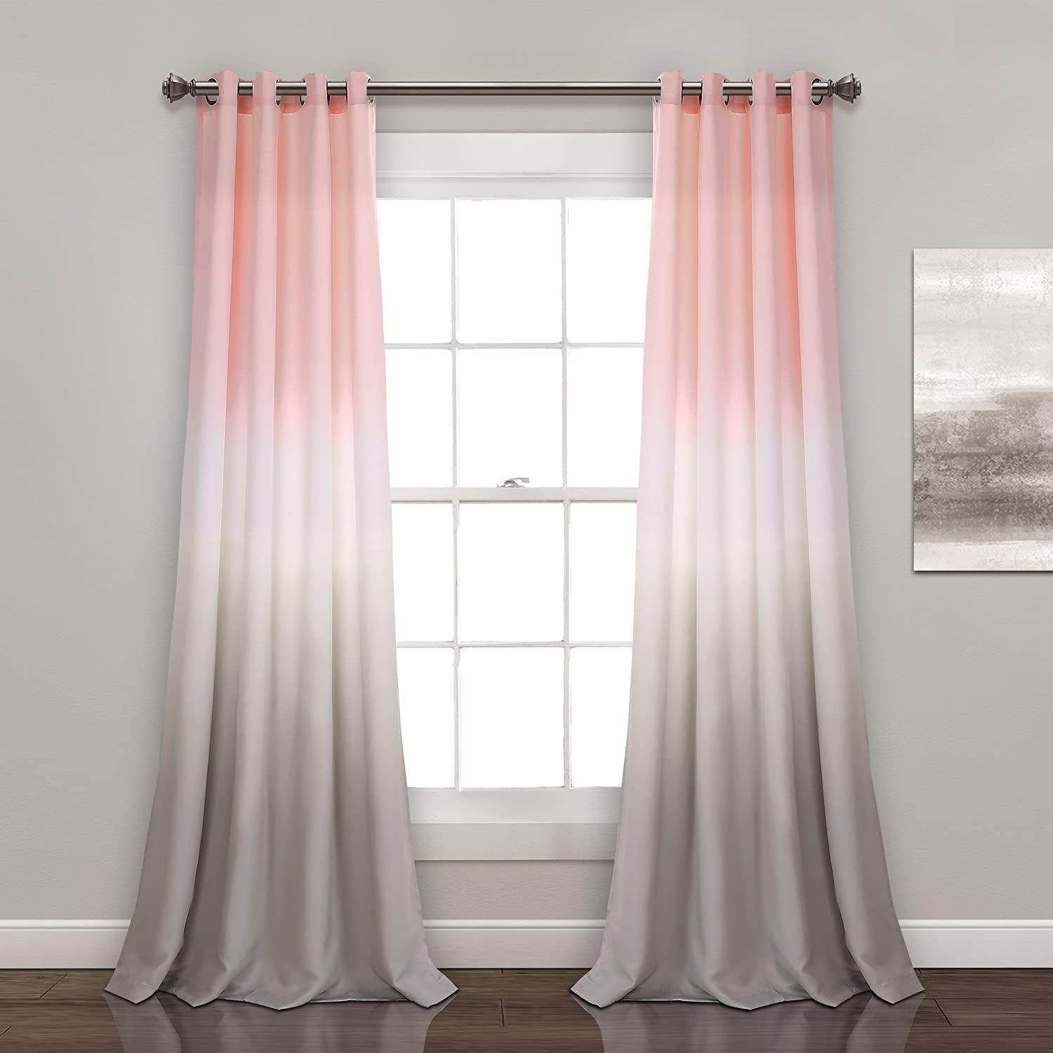 Urban Space -Home Furnishing Store Blush Waterfall Printed Faux Silk Room Darkening Curtains, Pack of 2 Curtains