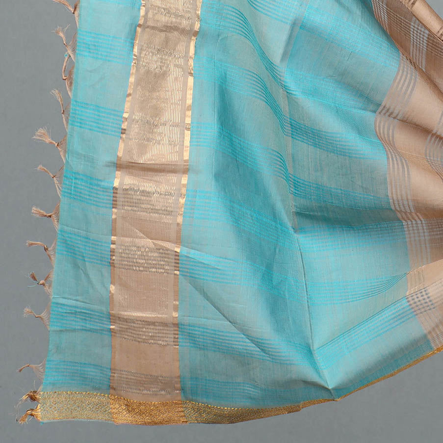 SOUTH KARGHA Blue - 3pc Handloom Cotton Mangalagiri Dress Material 03 - view 4