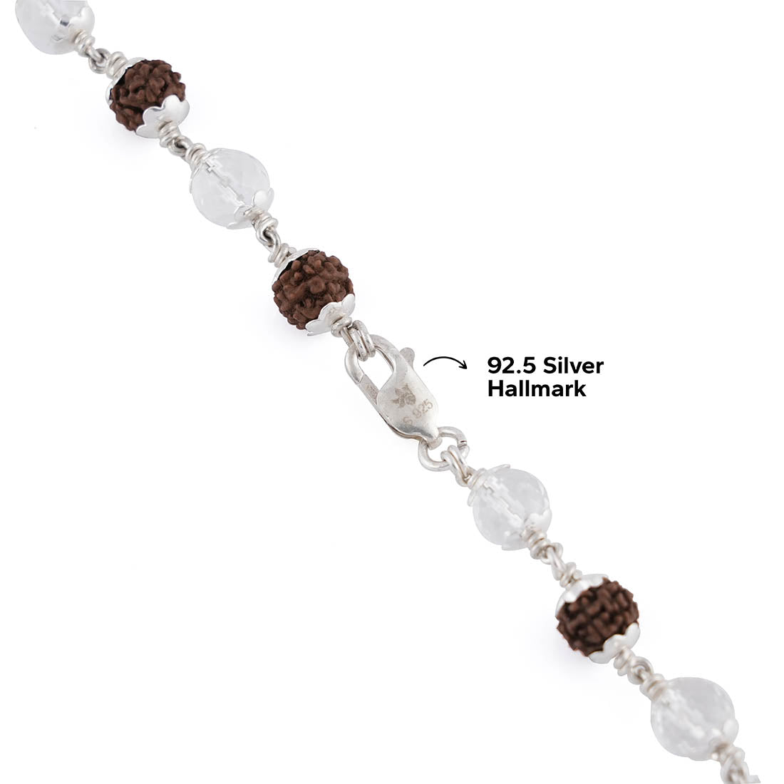 Prinjal Jewellers Rudraksha With Sphatik Diamond Cut Beads Silver Mala - view 5