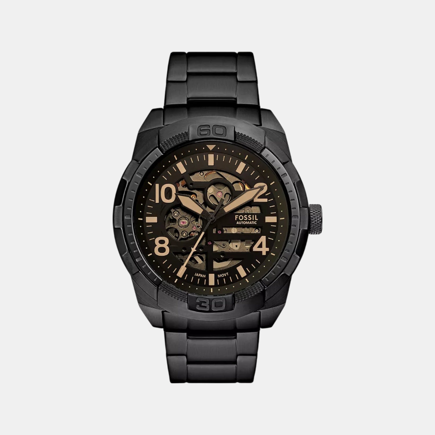 Fossil Bronson Men Automatic Black Dial Analog Stainless Steel Watch ME3256