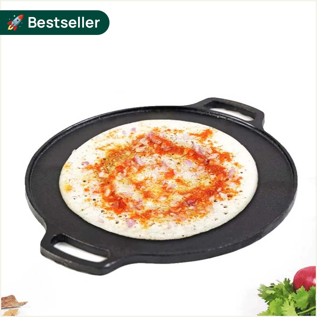 The Indus Valley CASTrong Cast Iron Roti/Dosa Tawa,Pre-seasoned, Nonstick, 100% Pure, Toxin-free, Induction, 30.2cm, 2.4kg