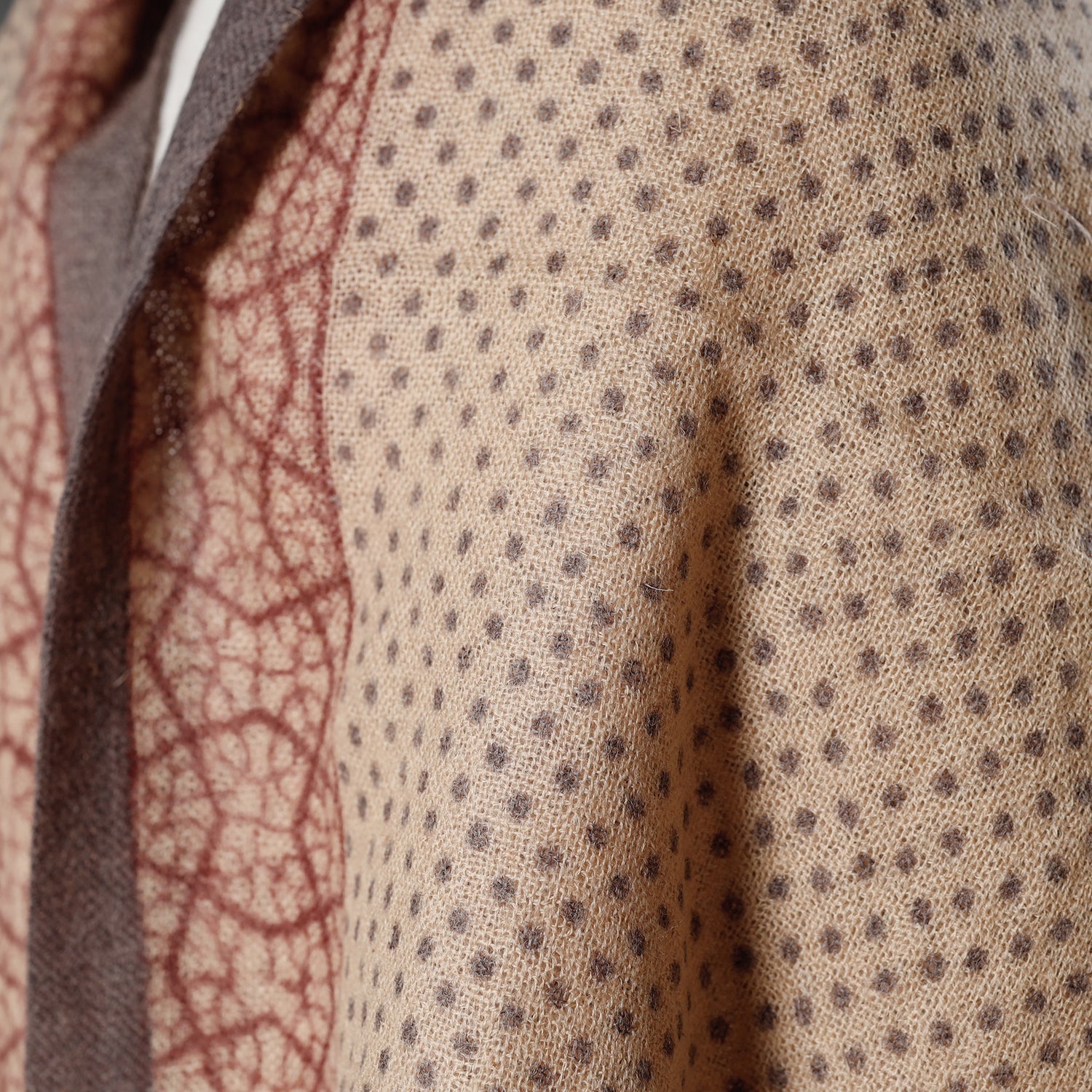 BAGH PRINTS BY MOHAMMED BILAL KHATRI Beige - Bagh Block Printed Natural Dyed Woolen Muffler (61 in) - view 3