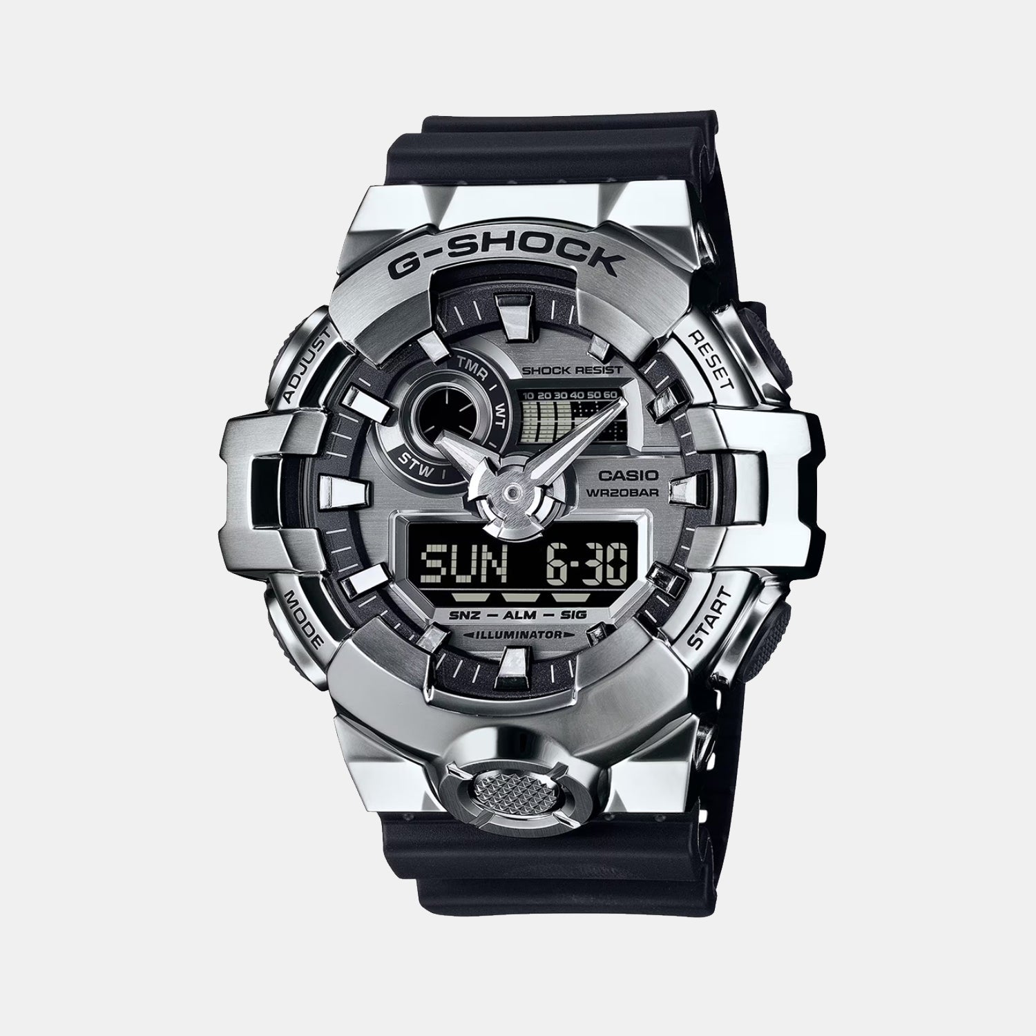 Casio G-Shock Men Quartz Silver Dial Analog-Digital Resin Watch G1607