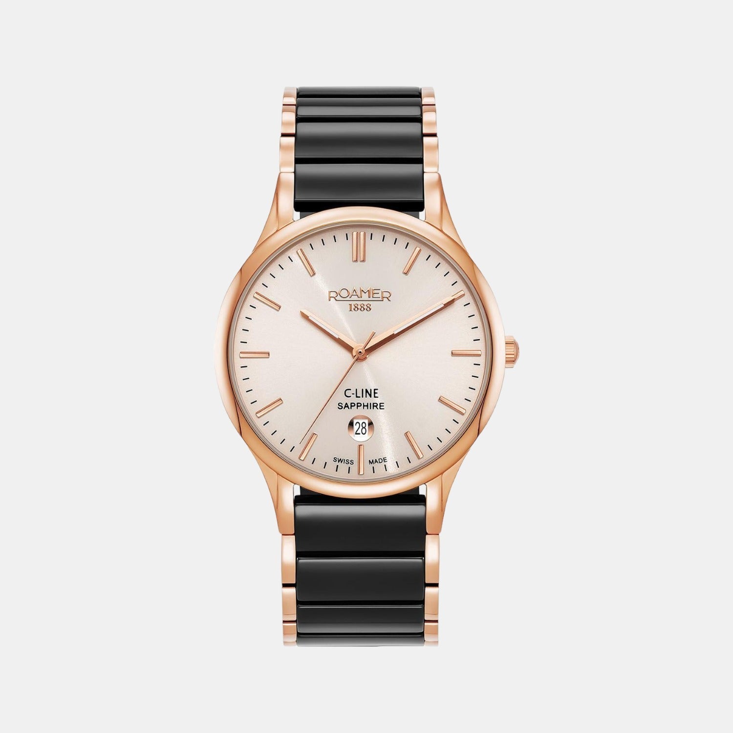 Roamer C-Line Men Quartz Cream Dial Analog Ceramic Watch 658833 49 35 61