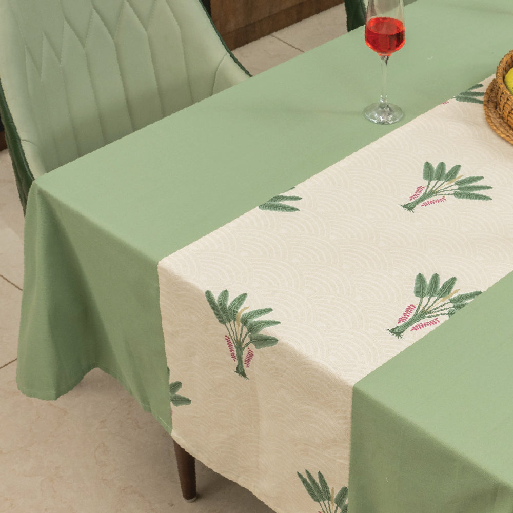 100 cotton dining – Urban Space Home Furnishing 100% Cotton Dining Table Cover, Table Cloth with Panelled design - Palm Lagoon Green