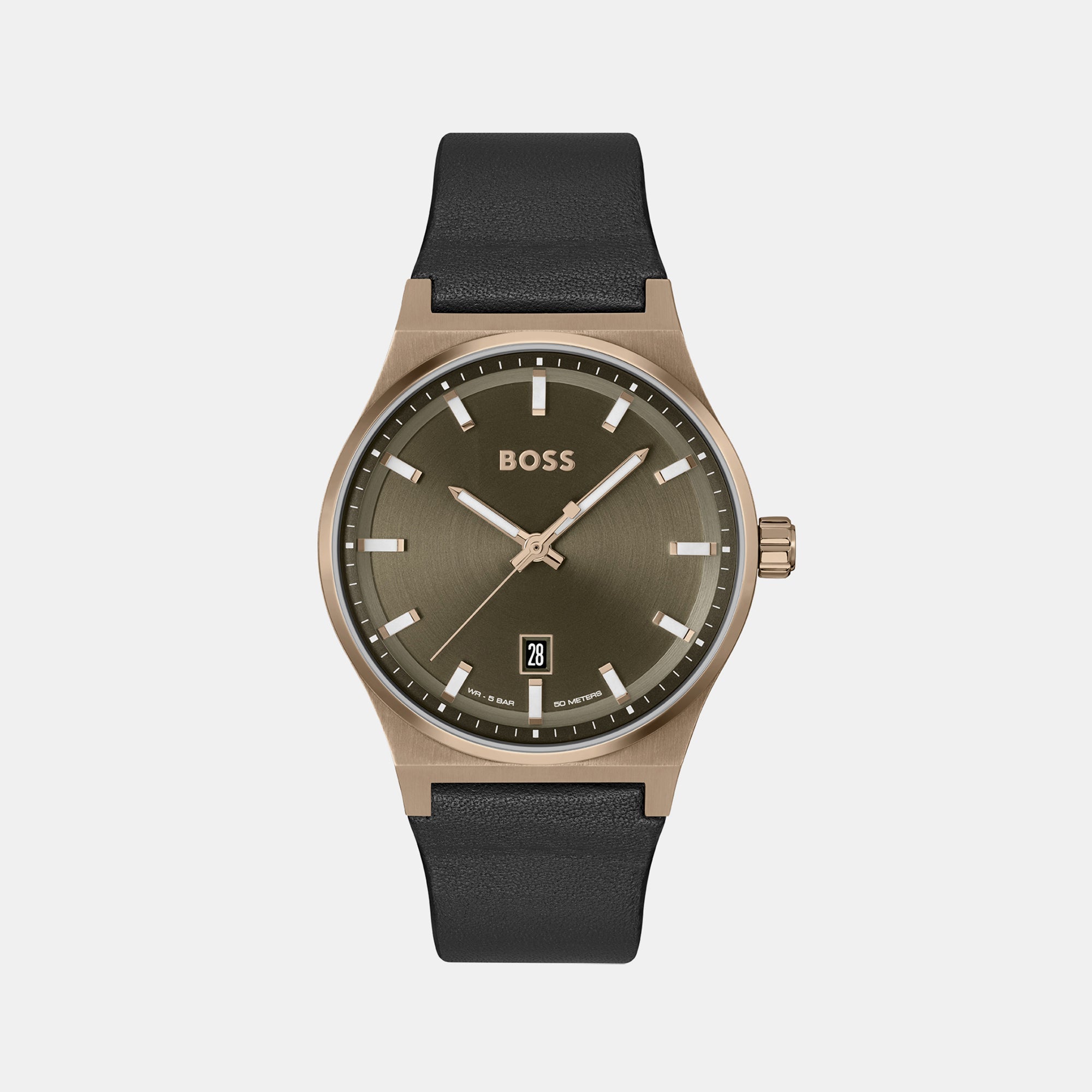 Boss Candor Men Quartz Green Dial Analog Leather Watch 1514080