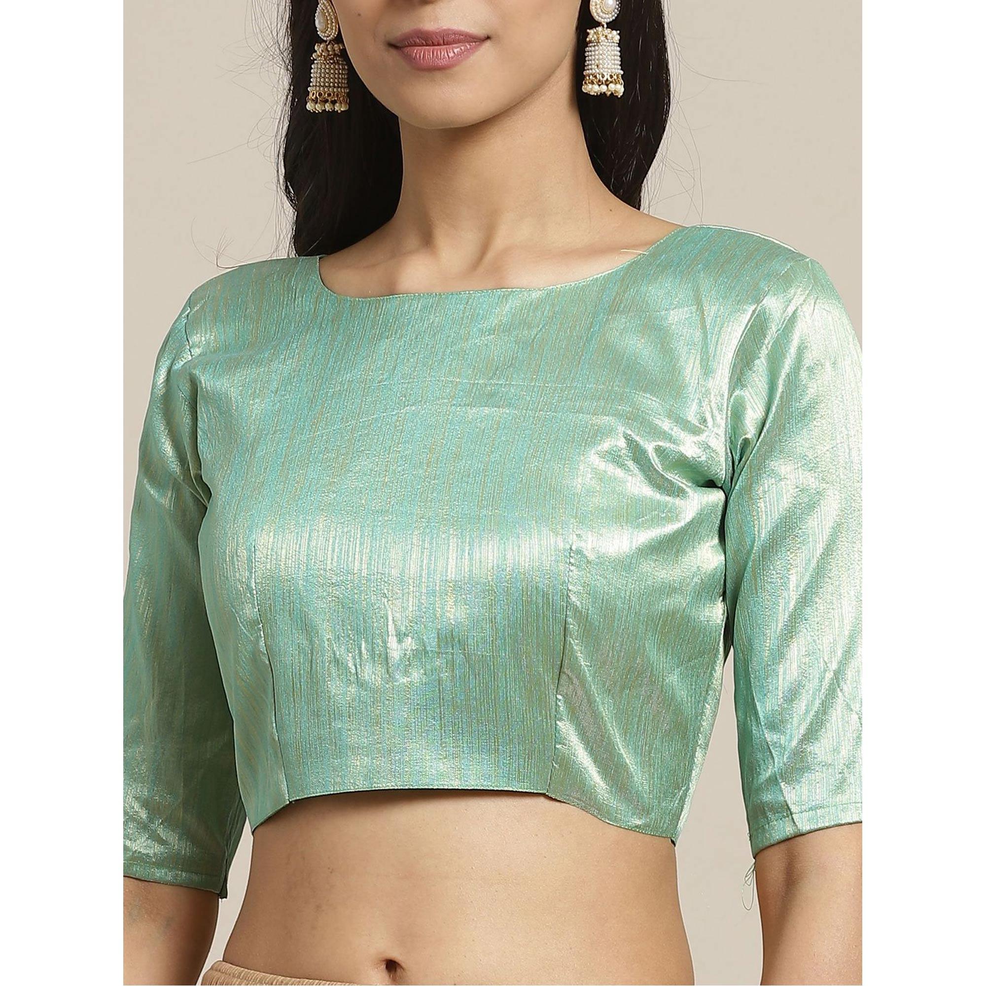 Peachmode Ideal Olive Colored Casual Wear Printed Poly Georgette Saree - view 3