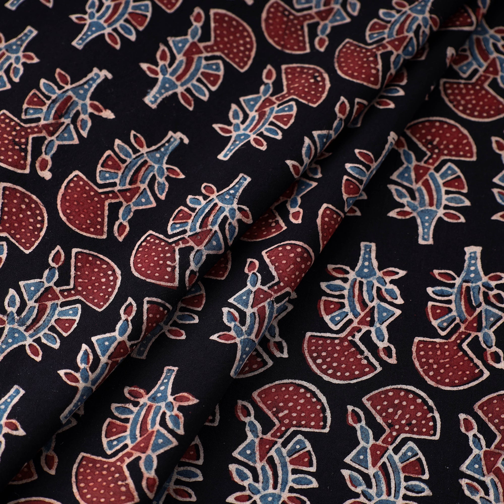 RIYAZ ABDULMAJID KHATRI - AJRAKH Black - Block Print Cotton Ajrakh Fabric 08 - view 2