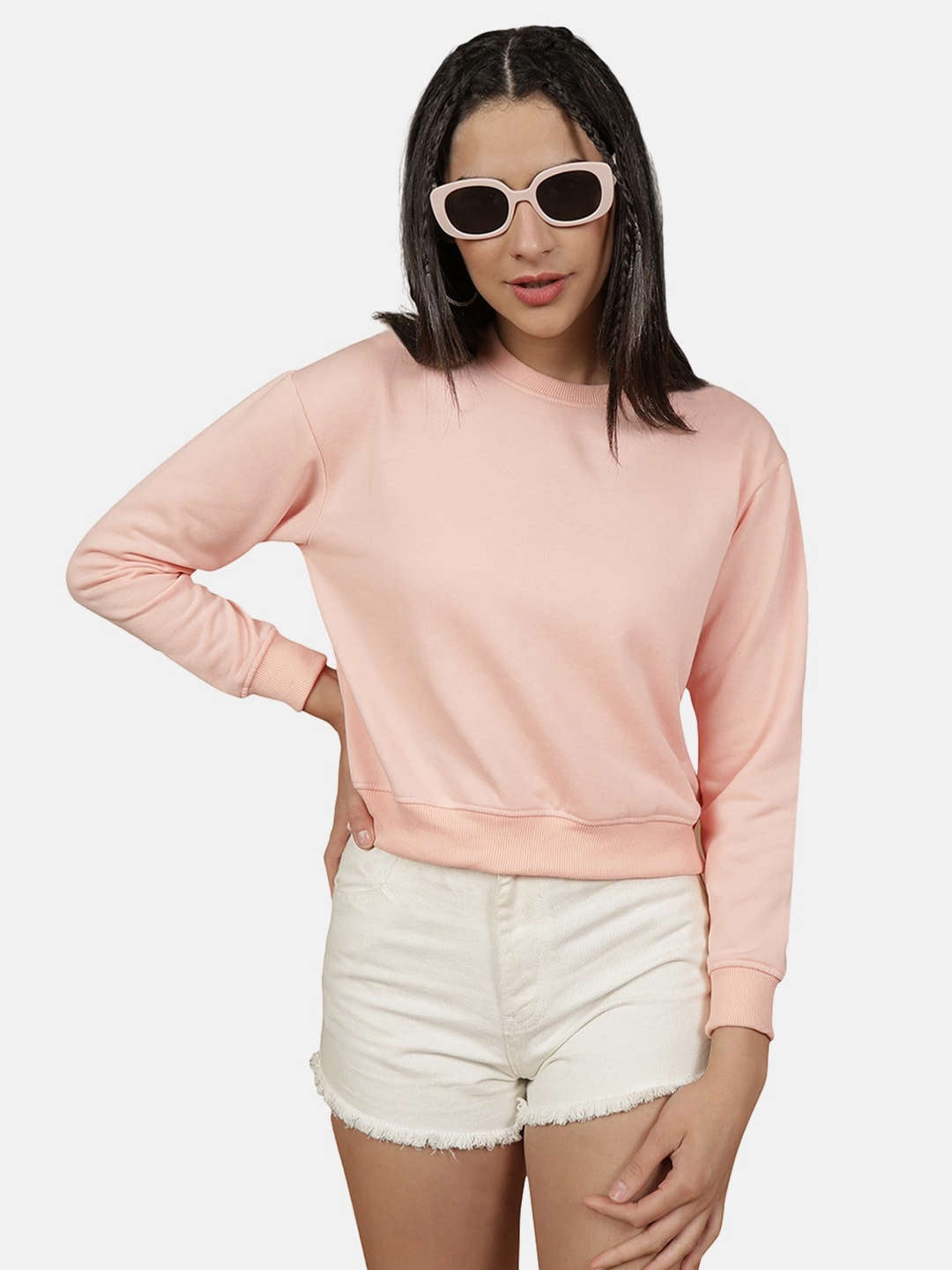 Freehand By The Indian Garage Co Women's Solid Regular Fit Sweatshirt