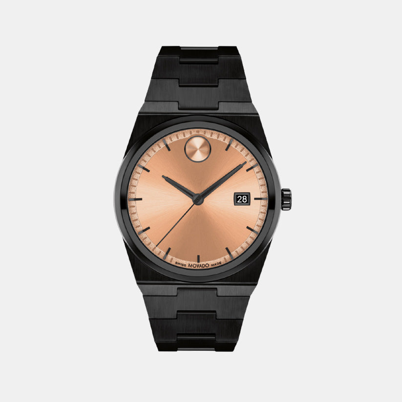 Movado Bold Men Quartz Rose Gold Dial Analog Stainless Steel Watch 3601244