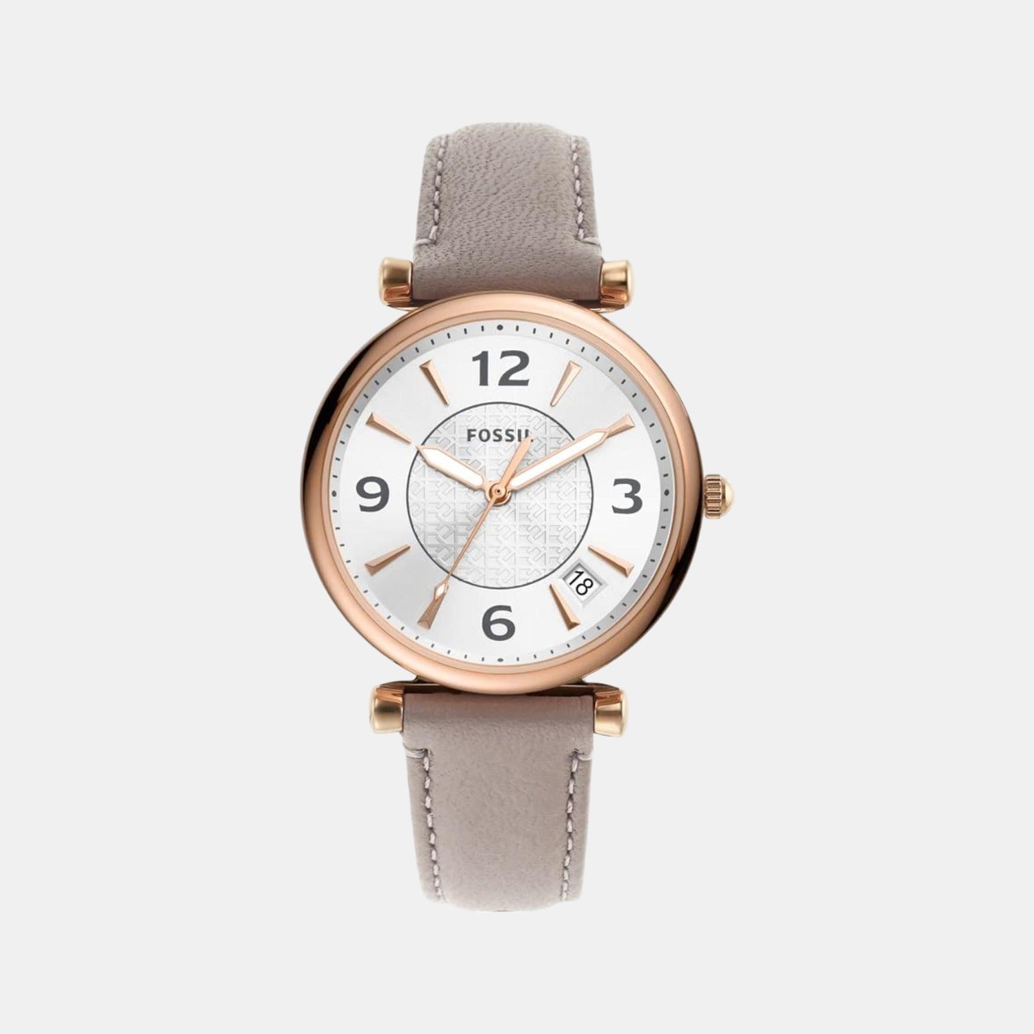 Fossil Carlie Women Quartz Silver Dial Analog Leather Watch ES5161