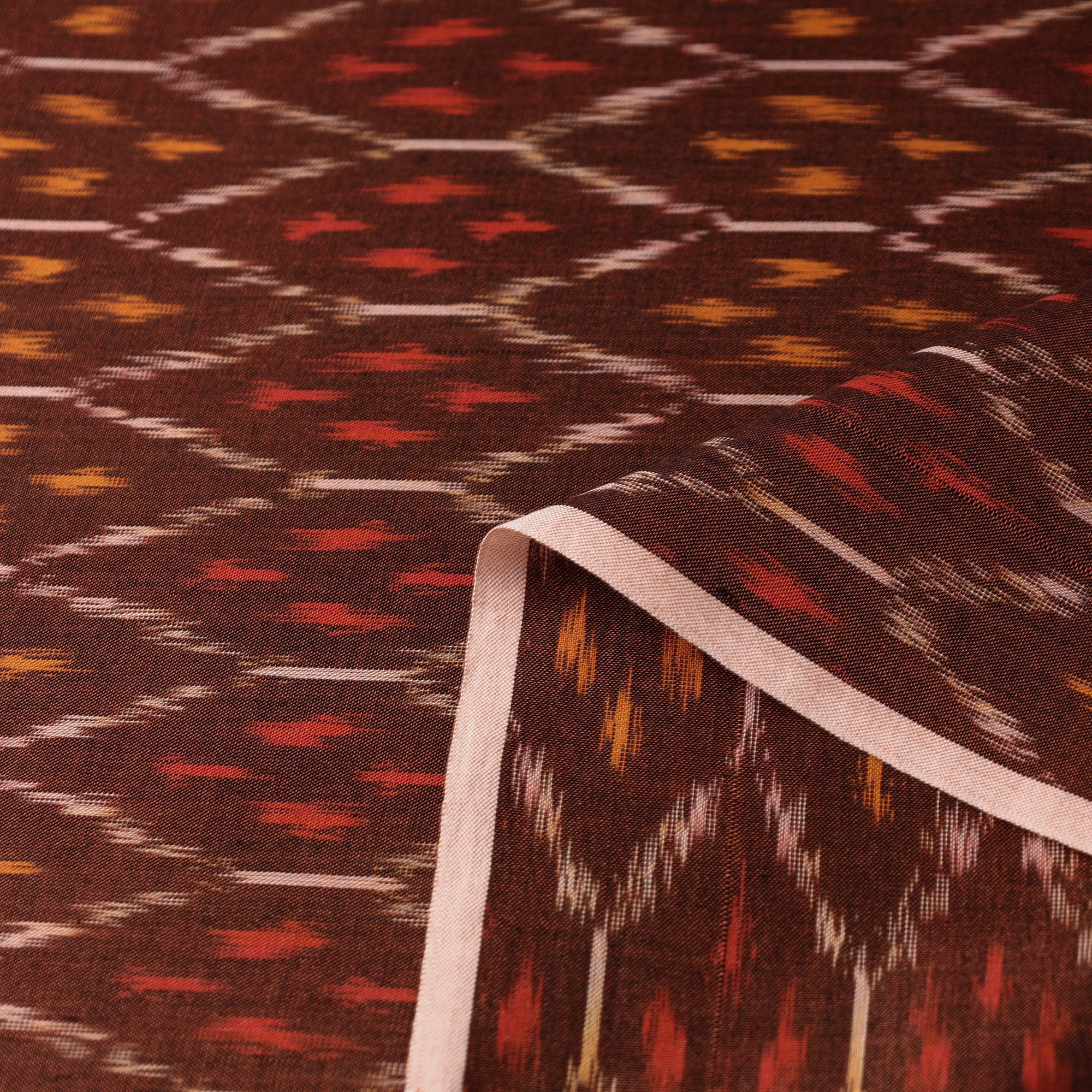 SOUTH KARGHA Brown - Mercerised Cotton Pochampally Ikat Fabric 01 - view 4
