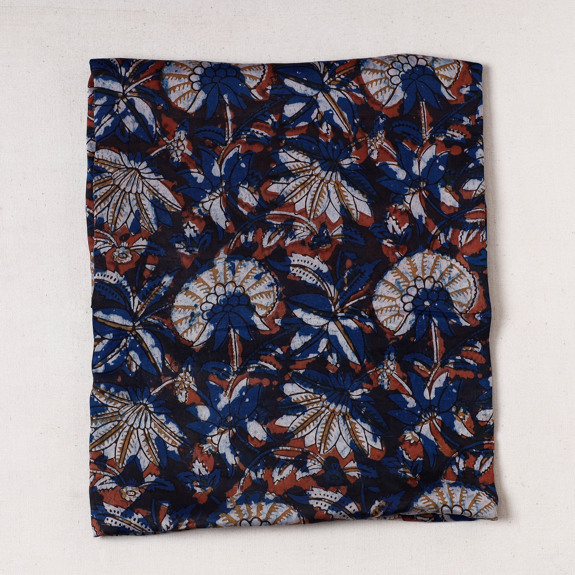 KACHCHH JI CHHAAP Blue - Ajrakh Block Printed Modal Silk Precut fabric - (2.2 meter)