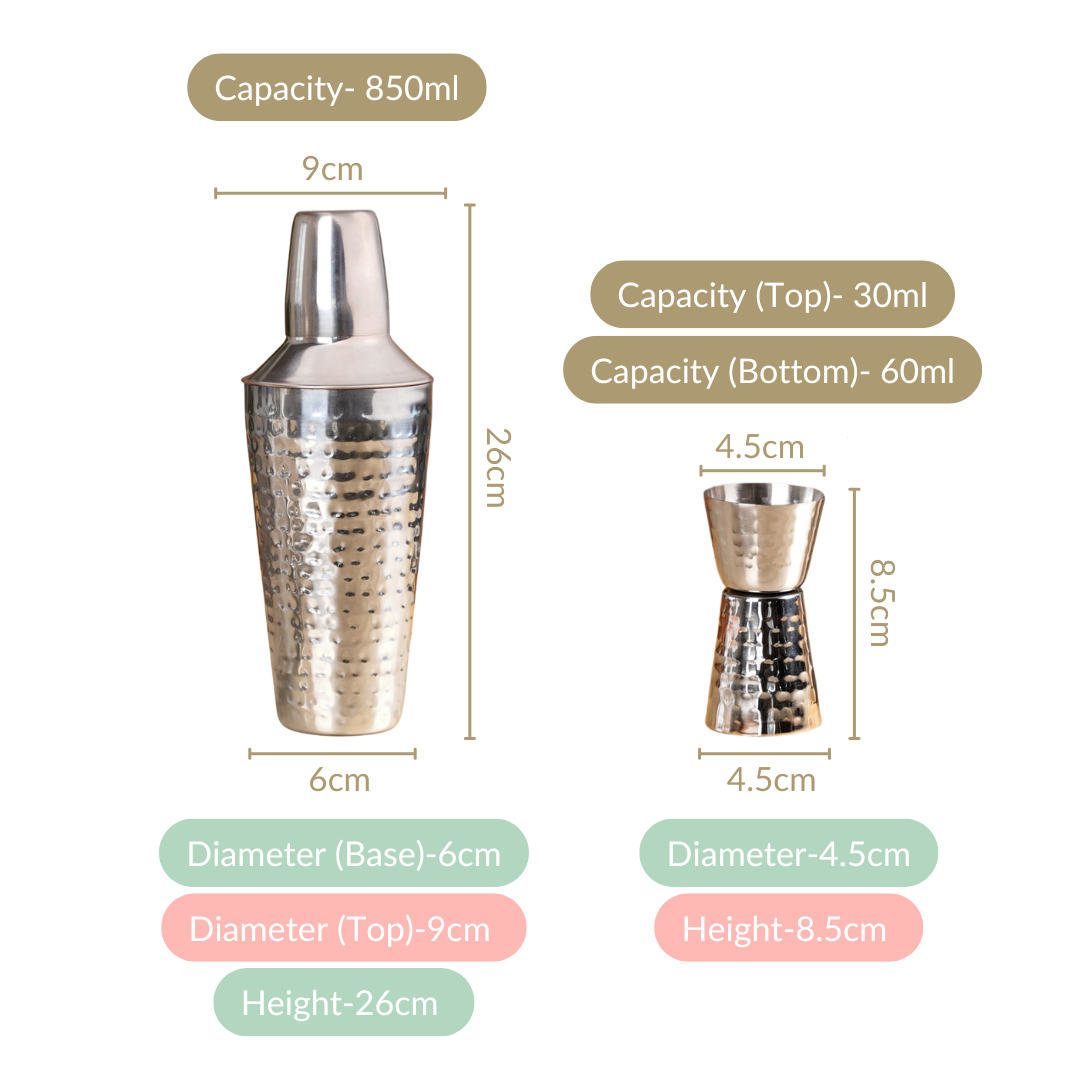 Nestasia Sleek Modern Cocktail Shaker And Peg Measurer Set - view 4