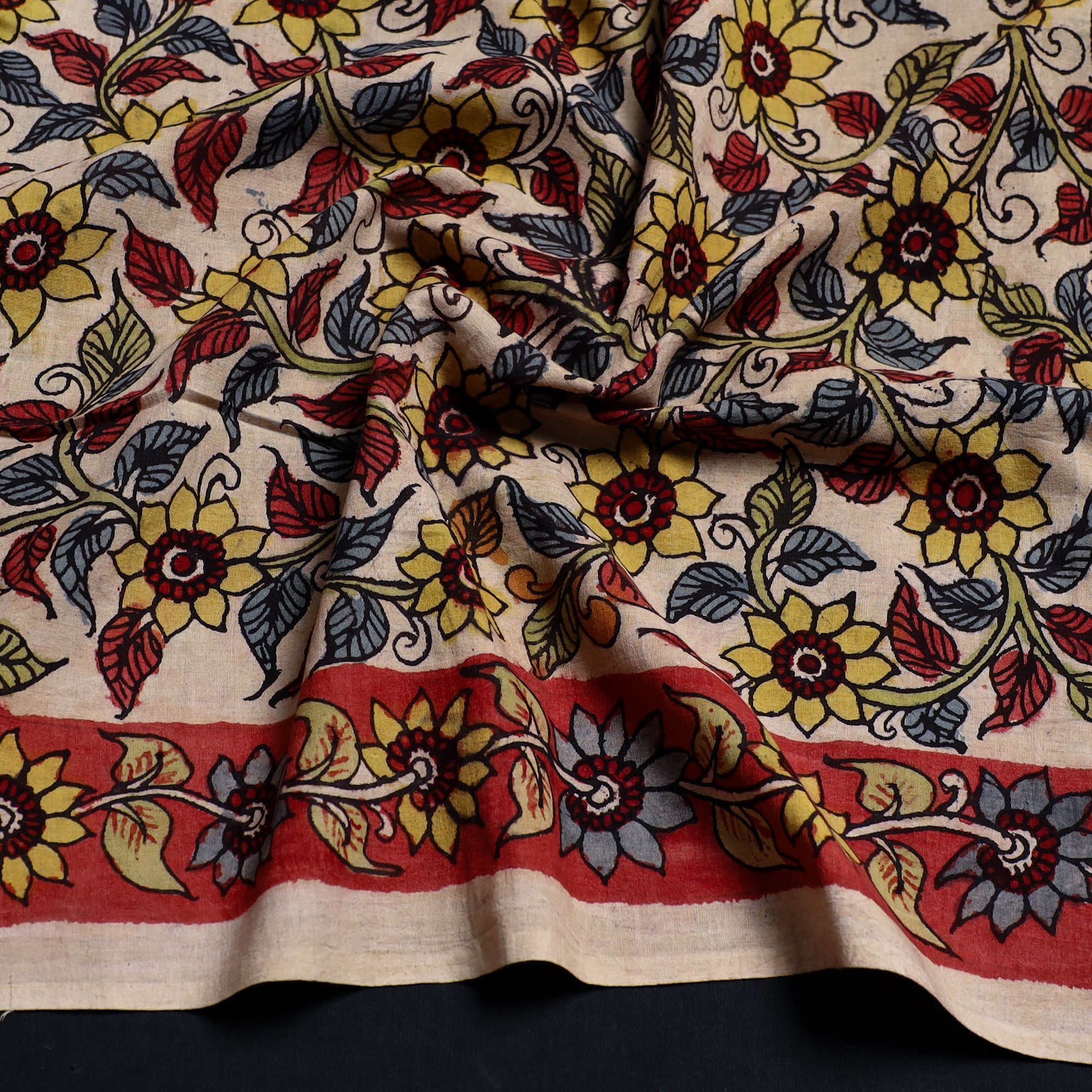 DWARAKA PLUS Beige - Handpainted Cotton Kalamkari Blouse Piece 19 - view 2
