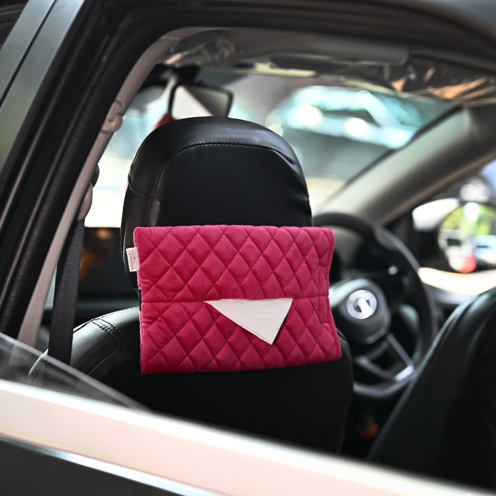 Nestasia Set Of 2 Quilted Velvet Tissue Holders For Cars