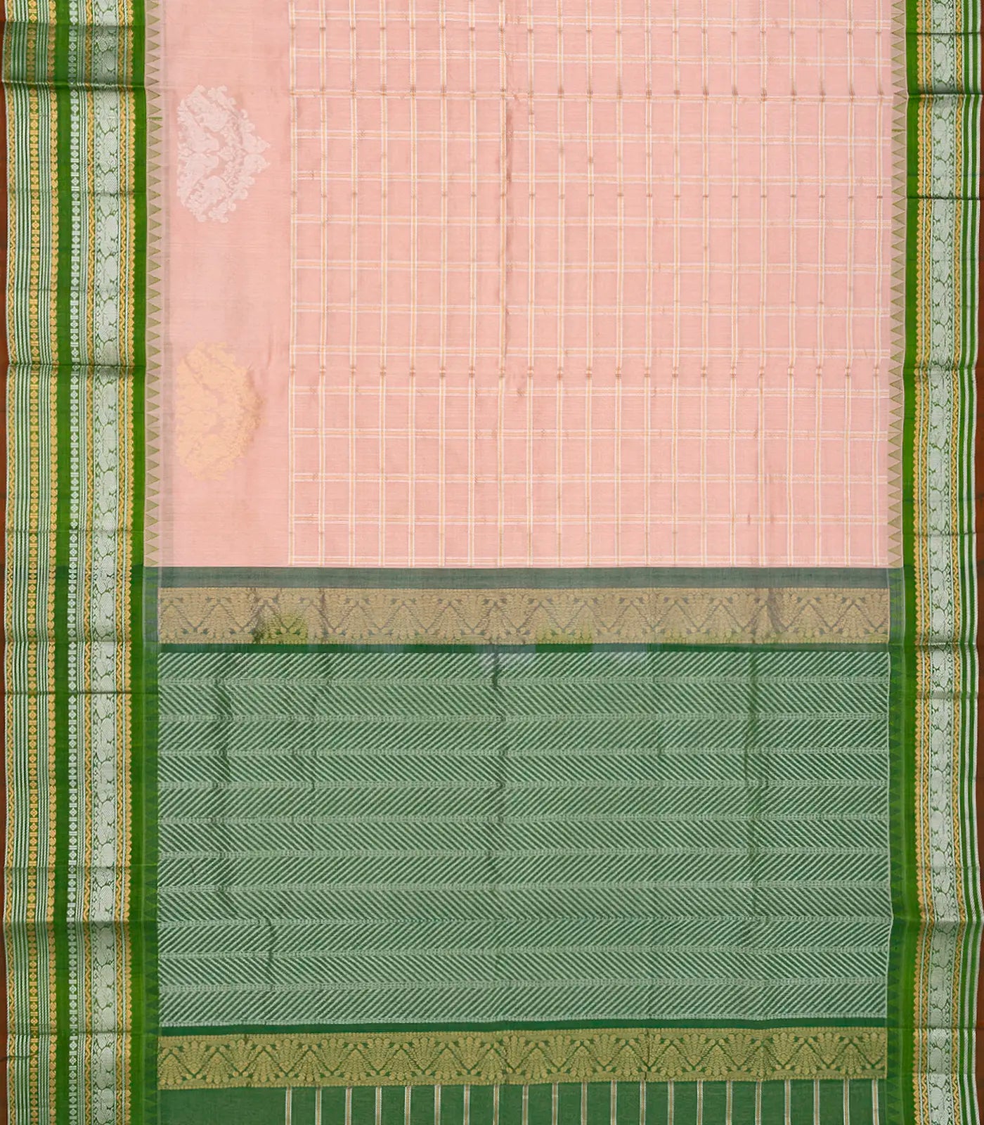 RmKV Baby Pink Handloom Chirala Silk Cotton Saree With Annam Motifs-Baby Pink - view 2