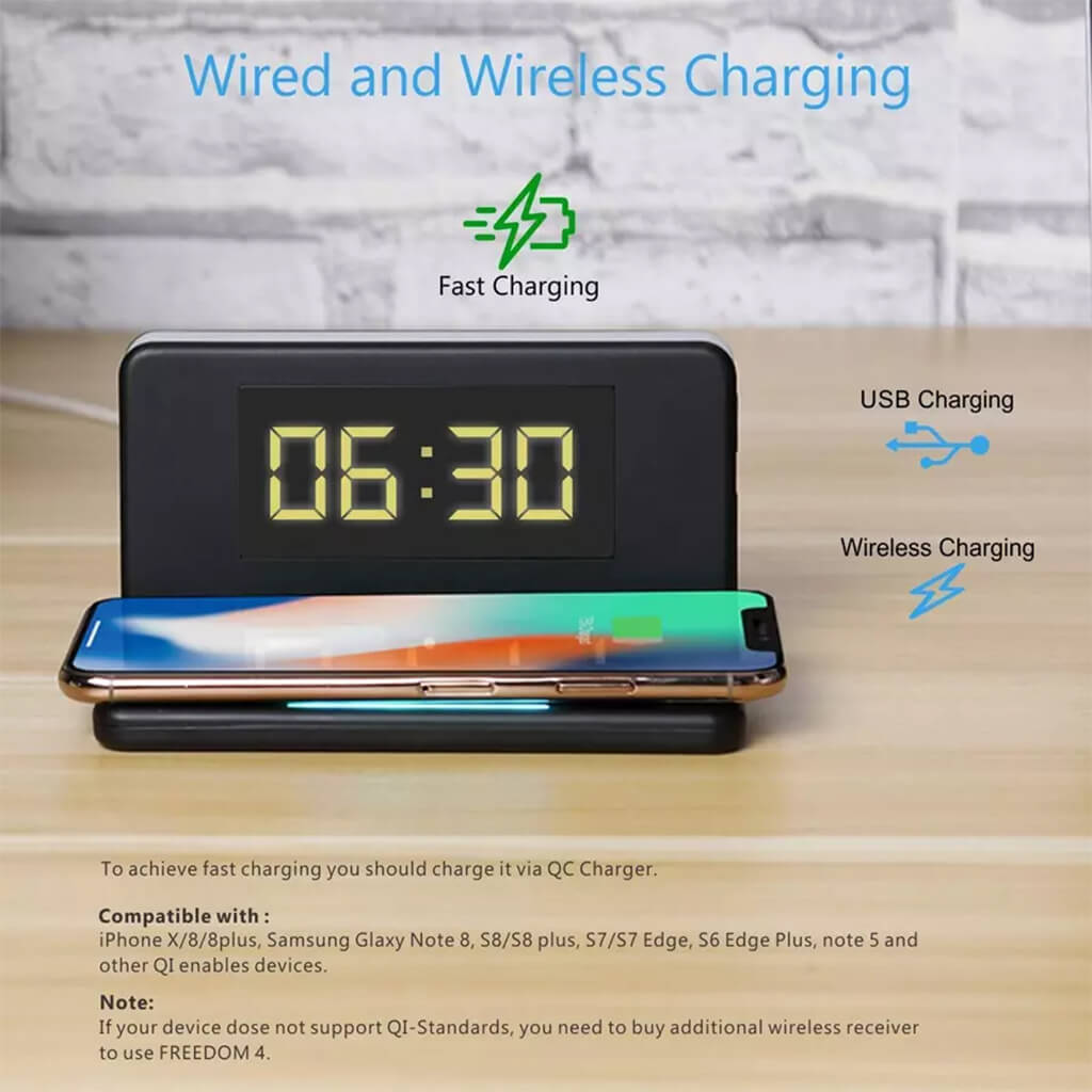 Corporate Solution Wireless Charger With Alarm Clock - view 4
