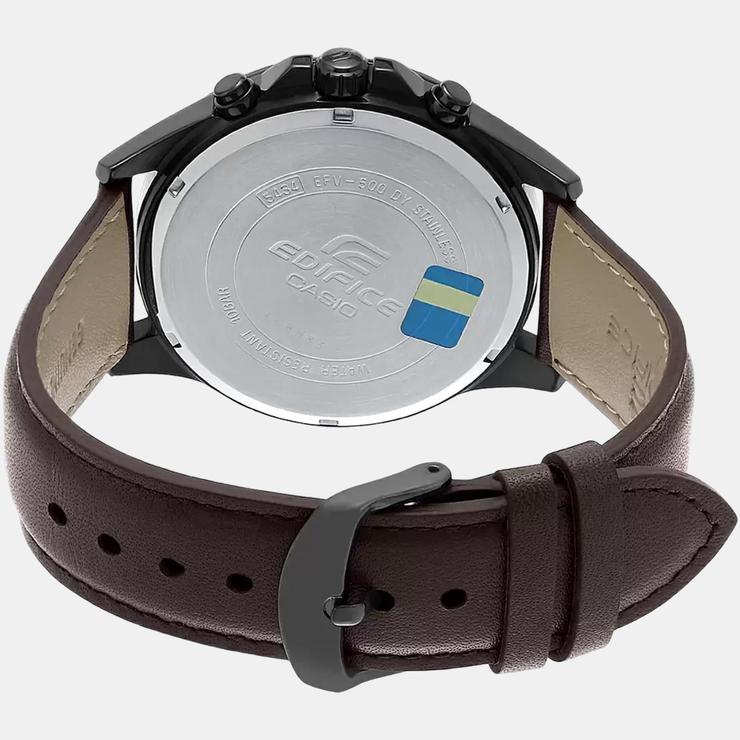 Casio Edifice Men Quartz Brown Dial Chronograph Leather Watch EX316 - view 5