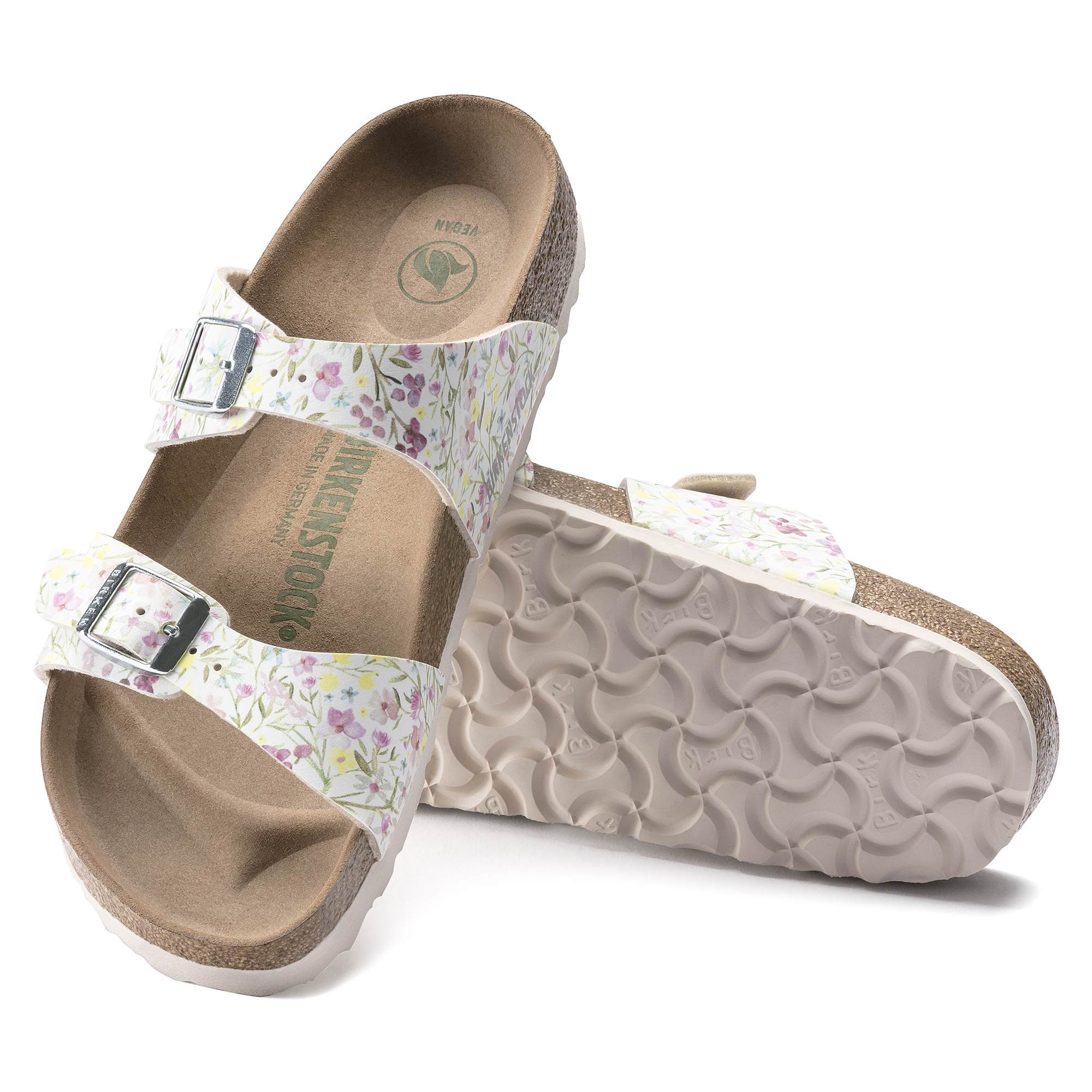 Birkenstock Sydney Vegan Birko-Flor – White White/Watercolor Flower