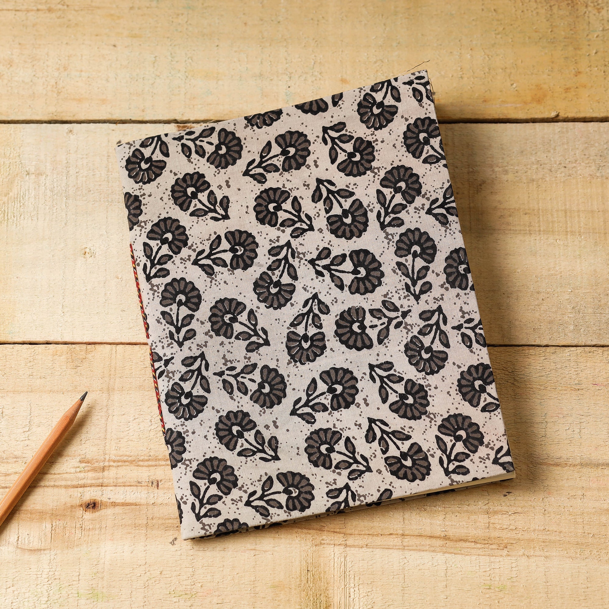 BINDAAS UNLIMITED Beige - Sanganeri Fabric Cover Handmade Paper Notebook (9 x 7 in)