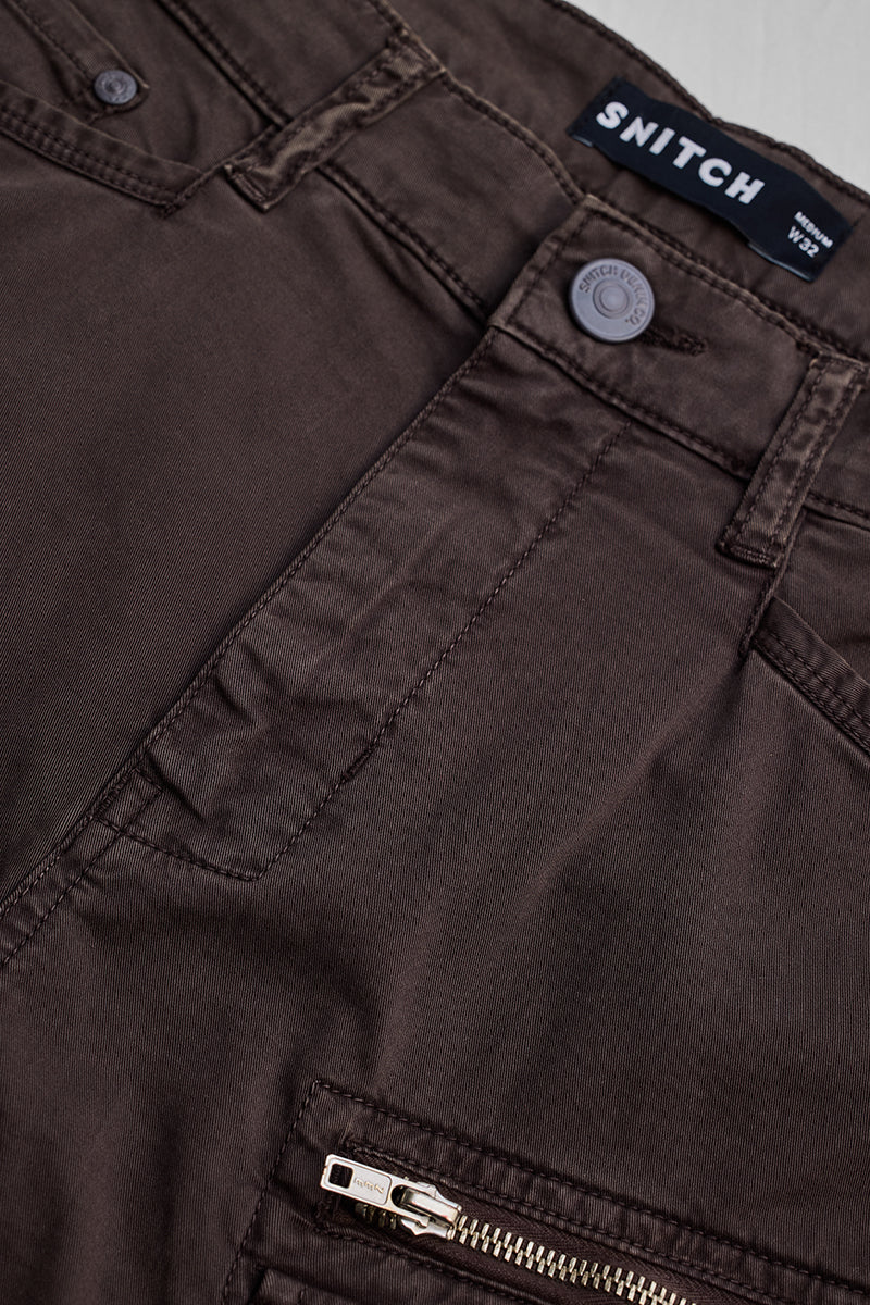 SNITCH Brown Relaxed Fit Cargo Pants - view 2
