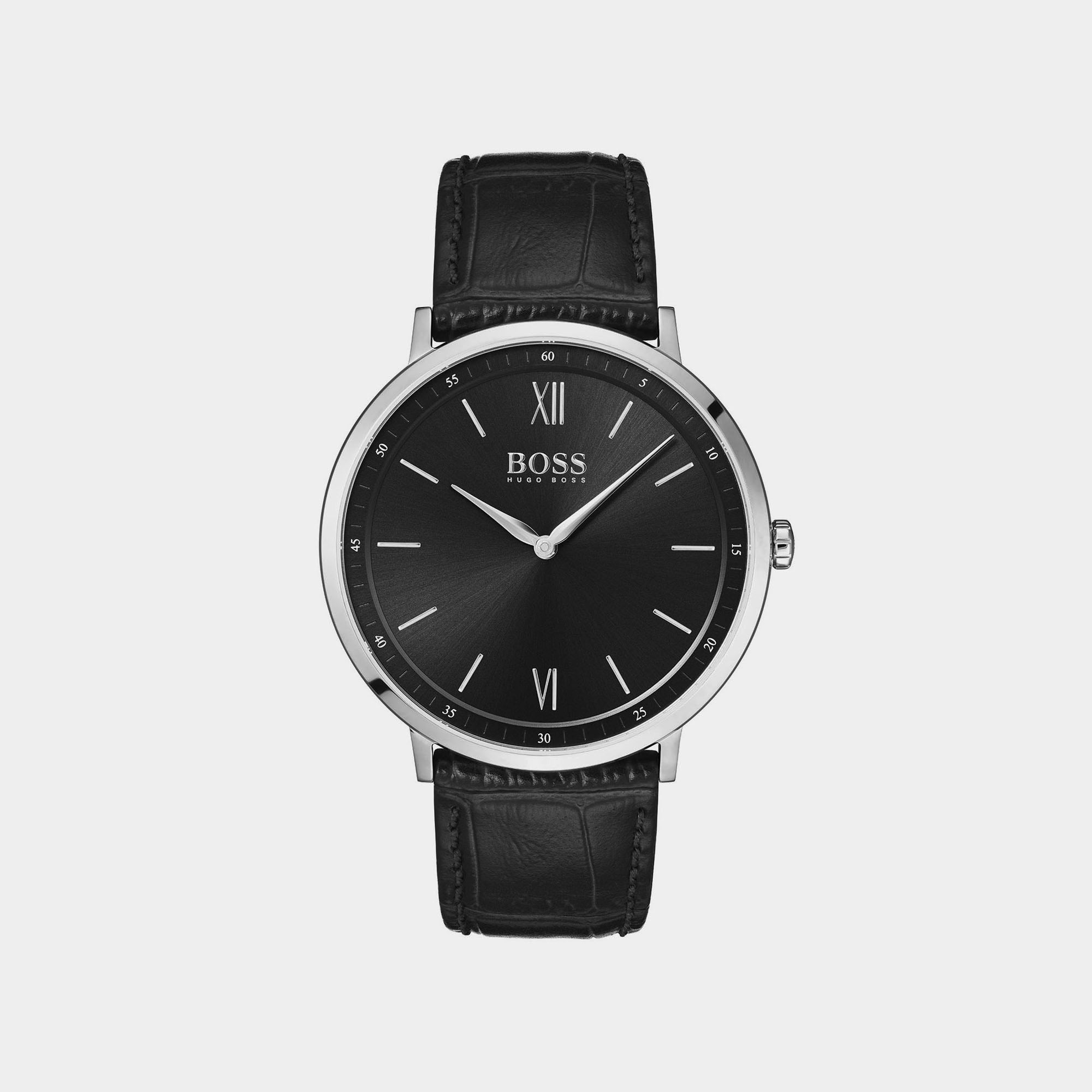 Boss Essential Men Quartz Black Dial Analog Leather Watch 1513647