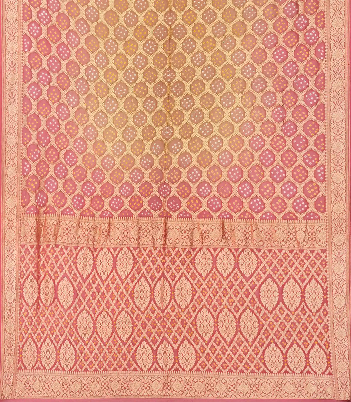 RmKV Baby Pink Handloom Banarasi Bandhani Khaddi Georgette Saree With Floral Jaal Motifs-Baby Pink - view 2