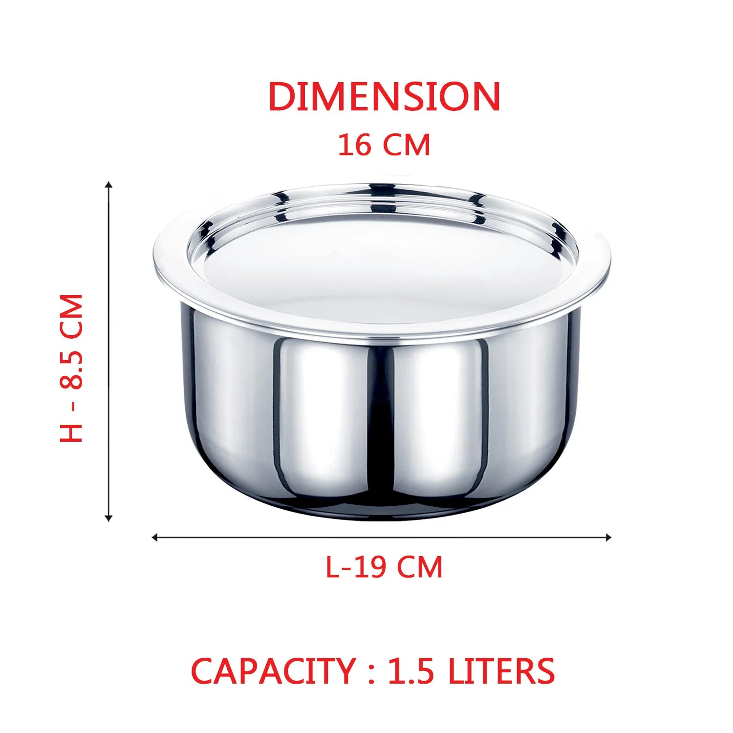 AVIAS Stainless steel Tri-Ply Riara (Tasla 20cm + Tasla 22cm + Frypan 22cm + Tope 14cm + Tope 16cm) | Induction Compatible | Silver | Set of 5 Pcs - view 11