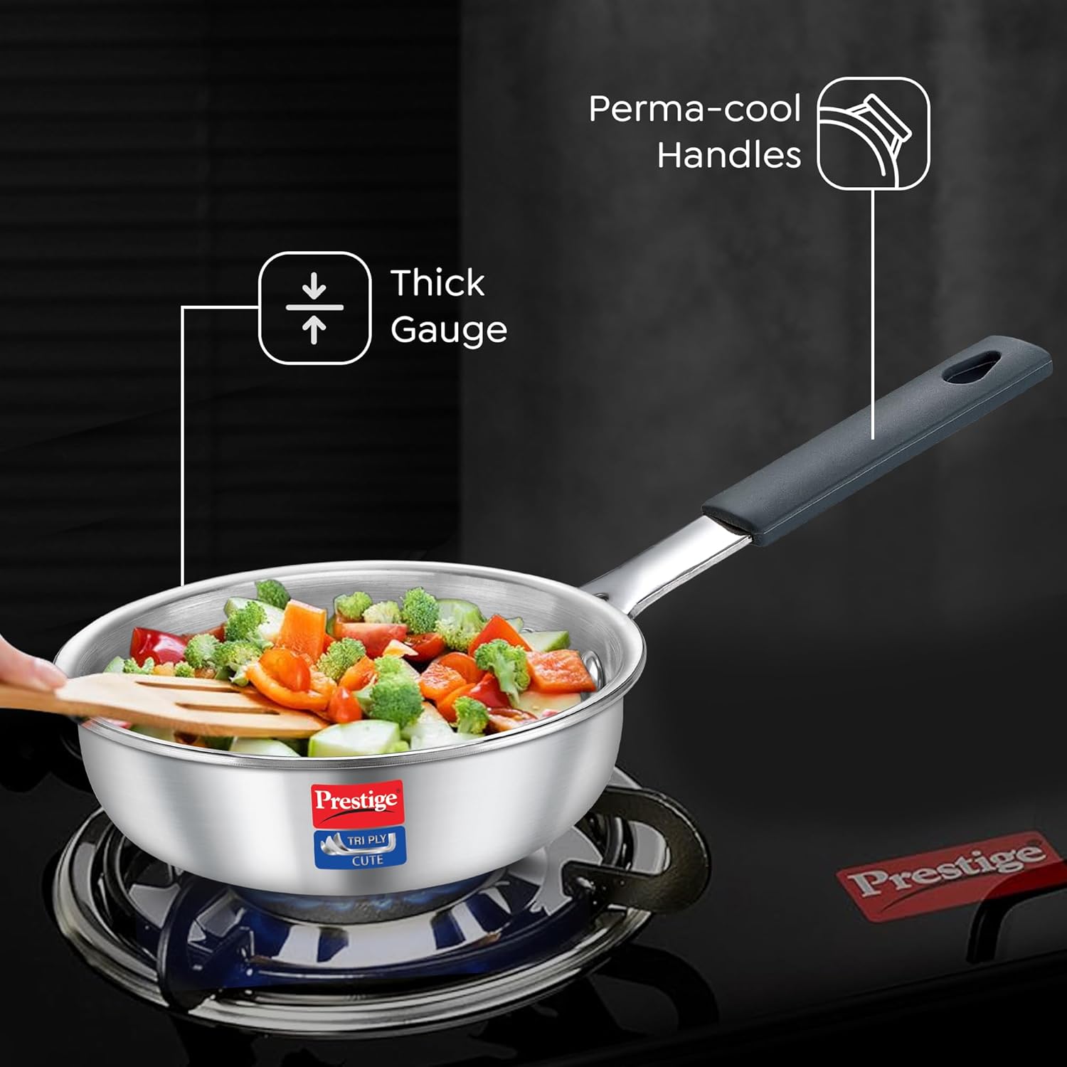 Prestige Tri-Ply Cute 12 cm Fry Pan | Gas & Induction Compatible | Silver - view 4