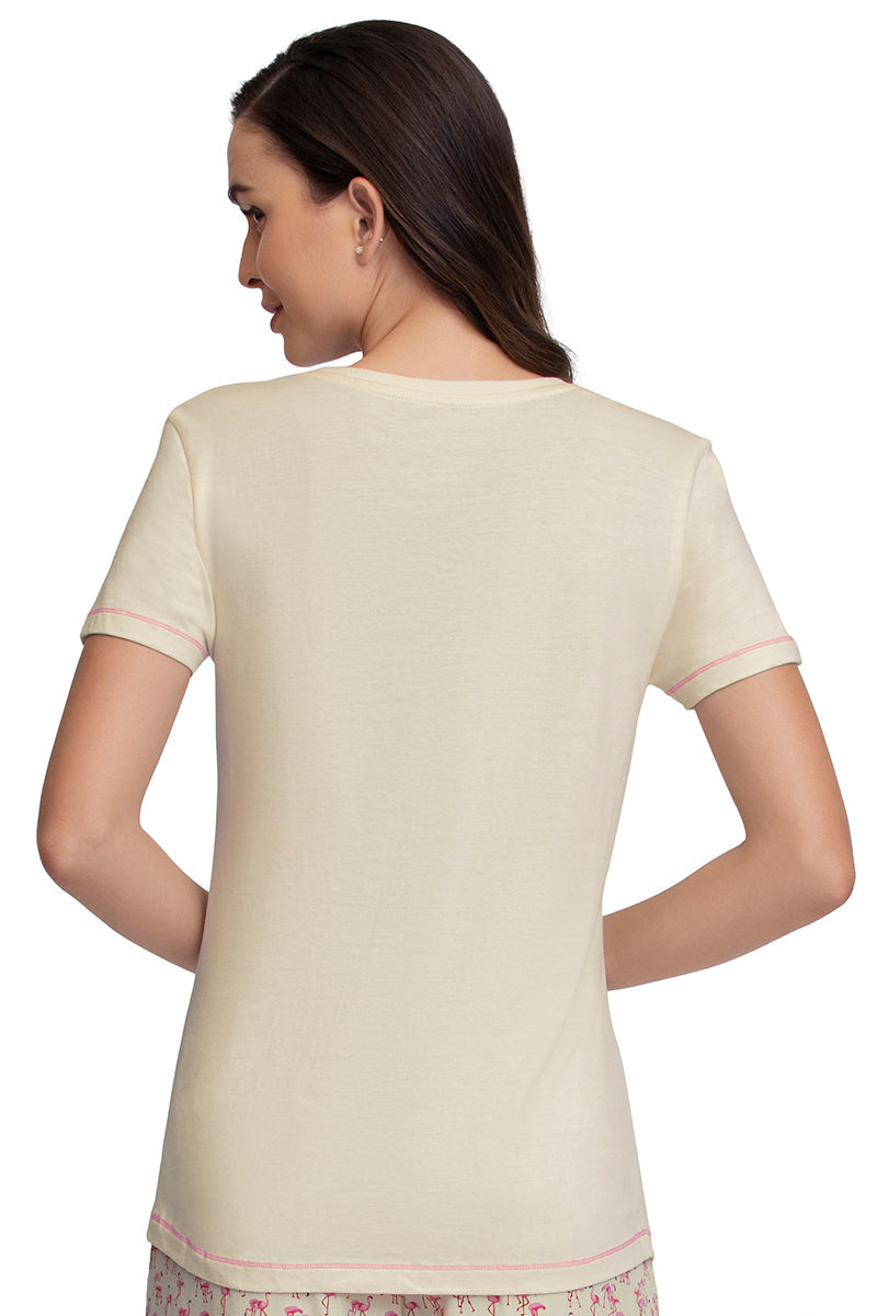 Amante Scoop Neck Sleep Tee - Whitesmoke - view 2