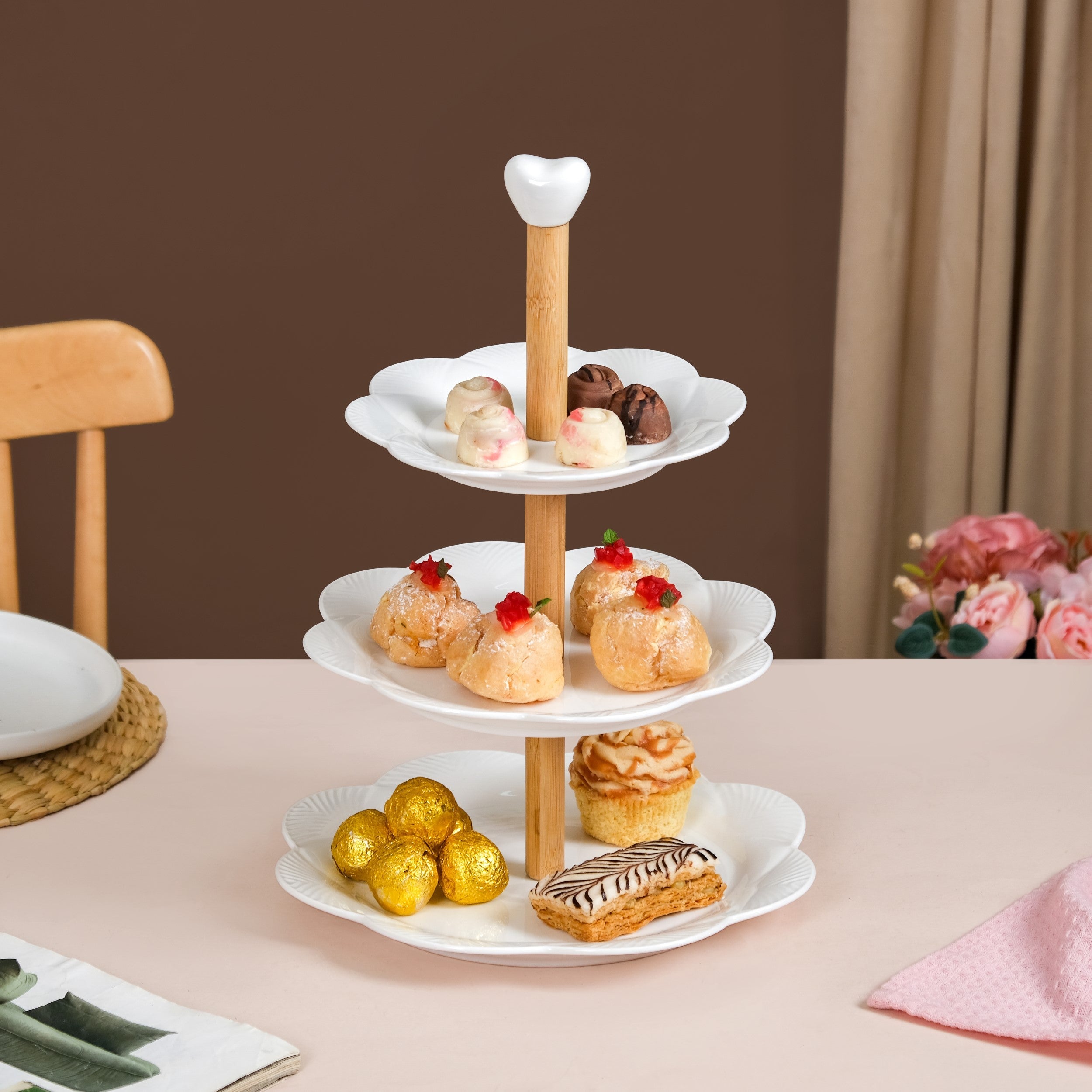 Nestasia Blanca White Ceramic 3 Tier Cake Stand